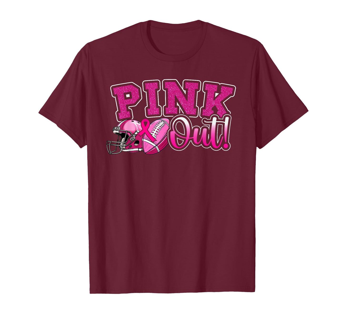 Pink Out Football Breast Cancer Awareness Sport Cheer Women T-Shirt