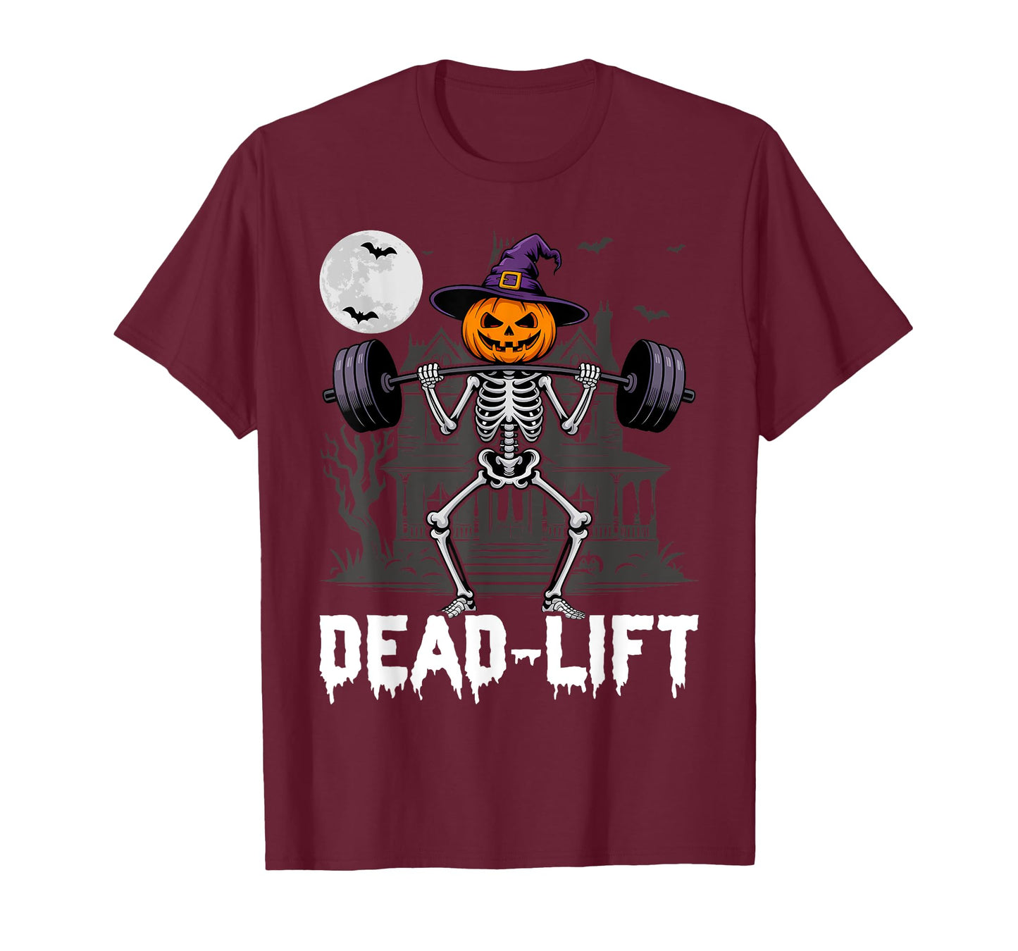 Skeleton Dead Lift Funny Halloween Lifting Weights Gym T-Shirt
