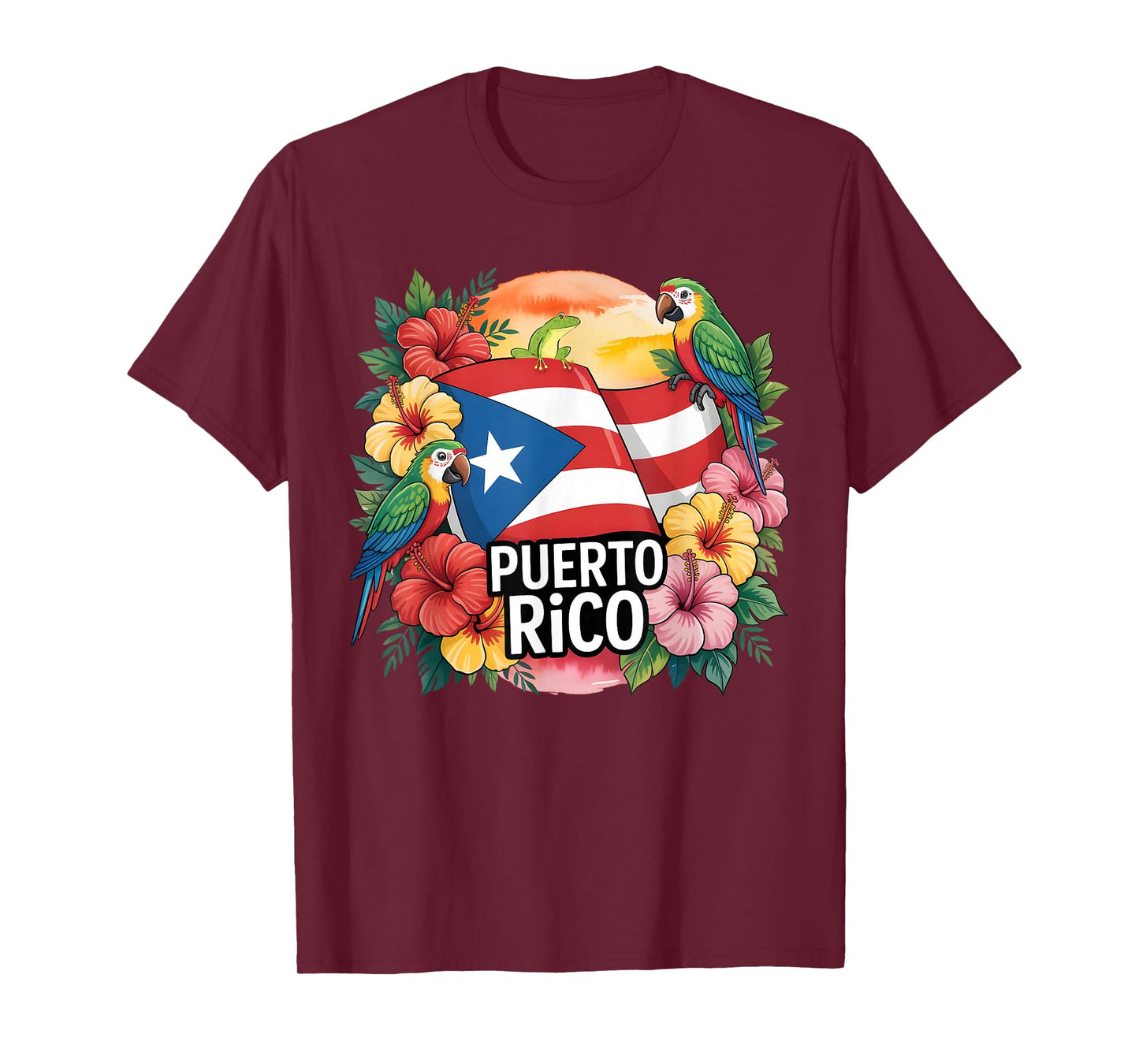 Puerto Rico Flag Frog Tee Colorful Island Pride Design T-Shirt