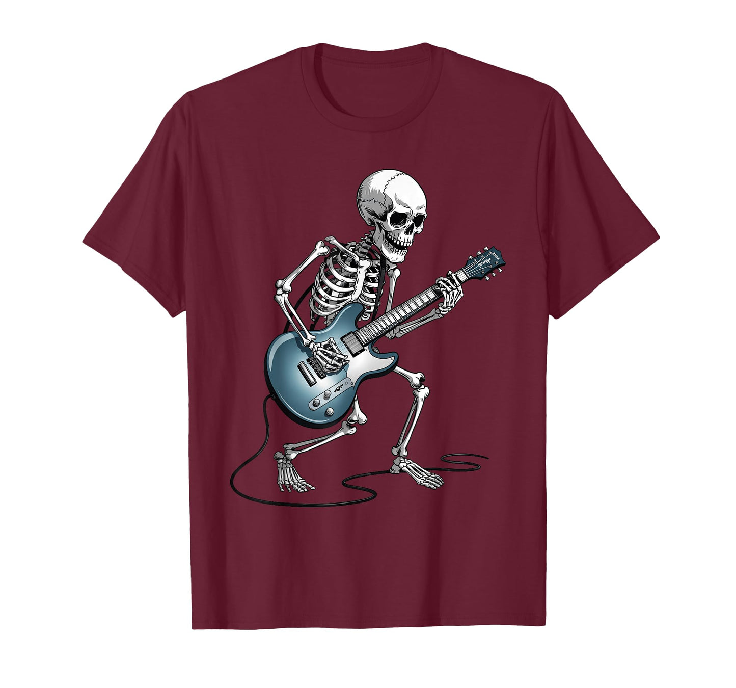 Skeleton Playing Guitar Kids Halloween Rock and Roll Costume T-Shirt