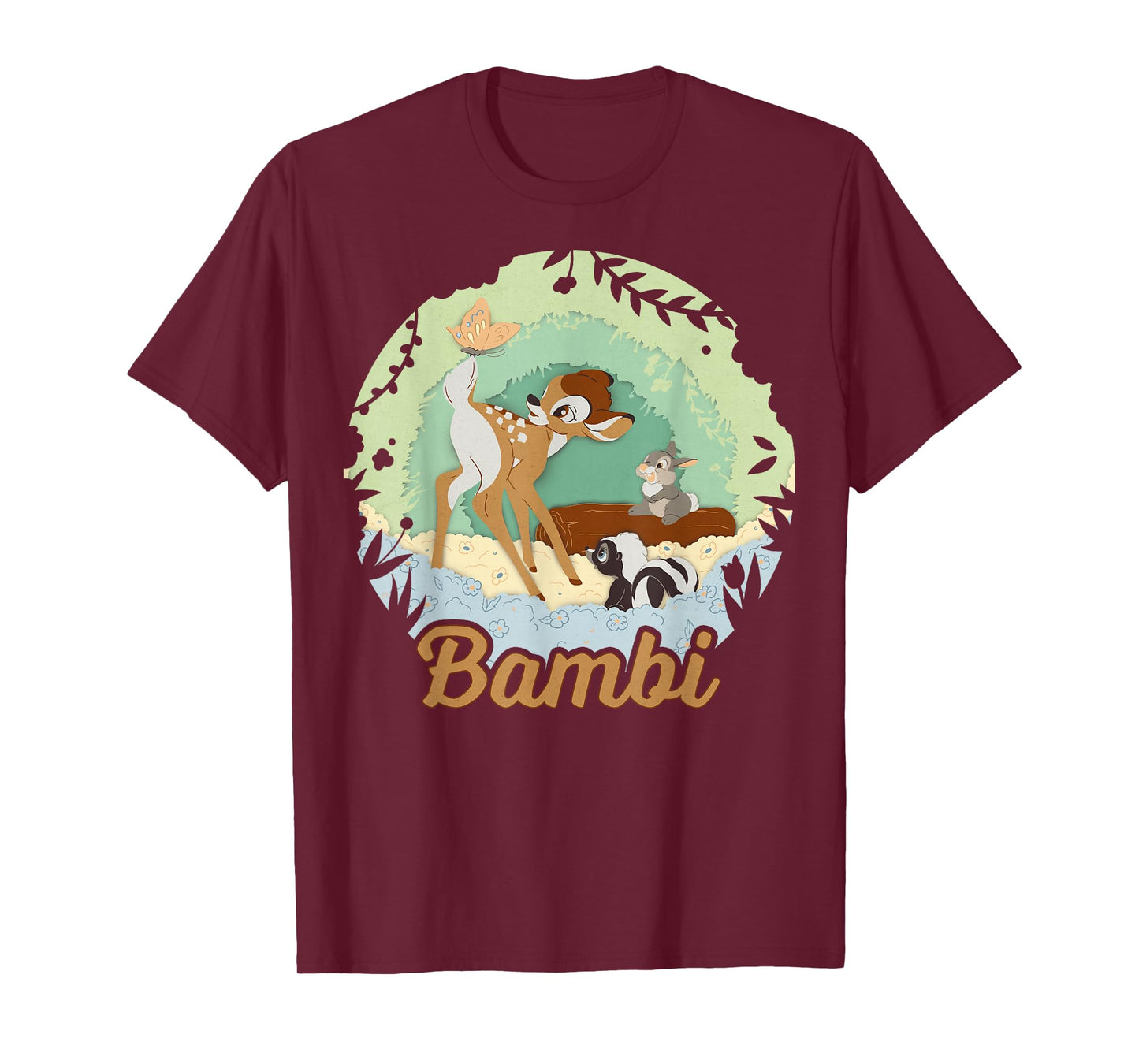 Disney Bambi Thumper And Flower Paper Cut Portrait T-Shirt