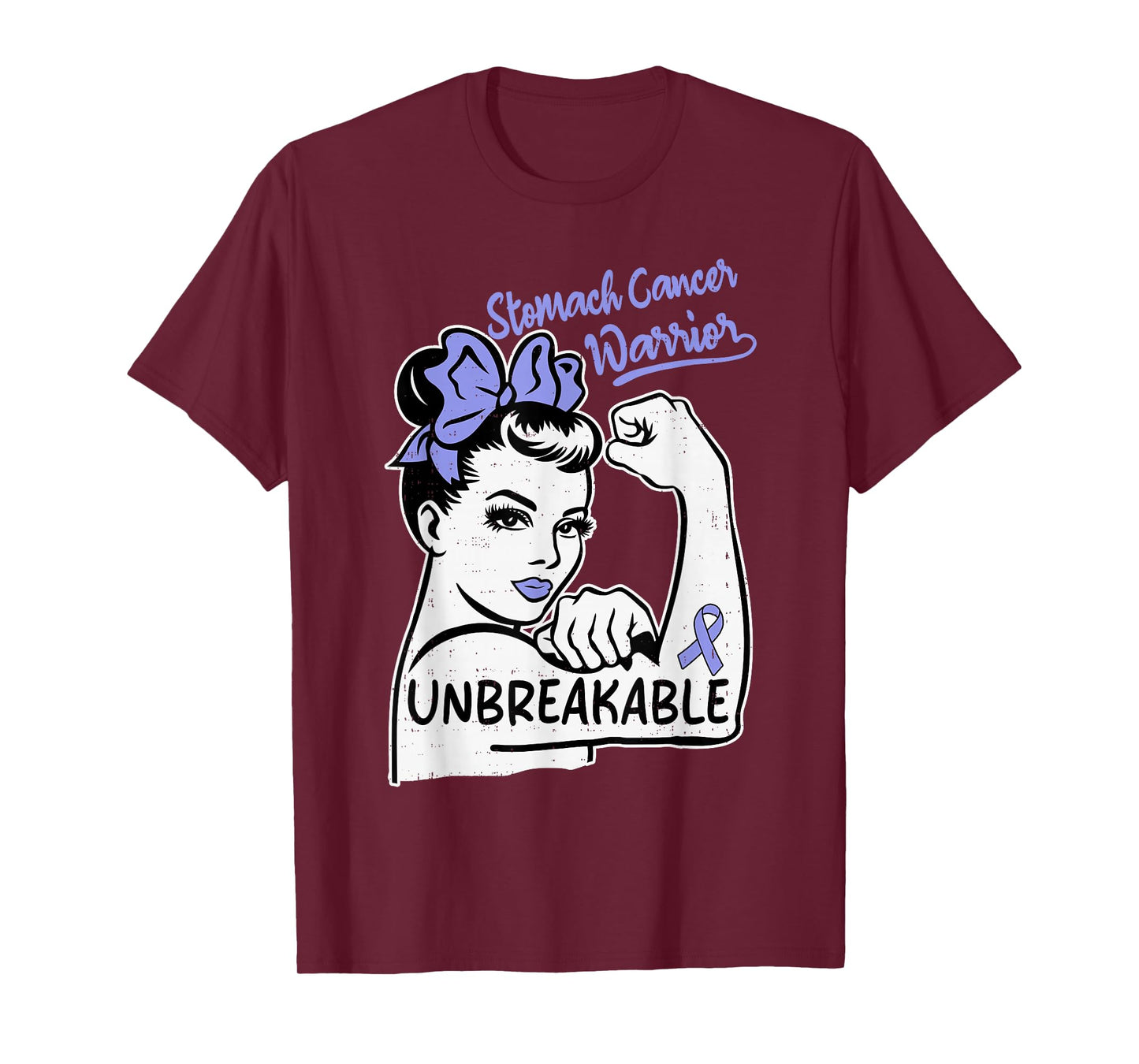 Womens Stomach Cancer Awareness Warrior Ribbon Periwinkle T-Shirt