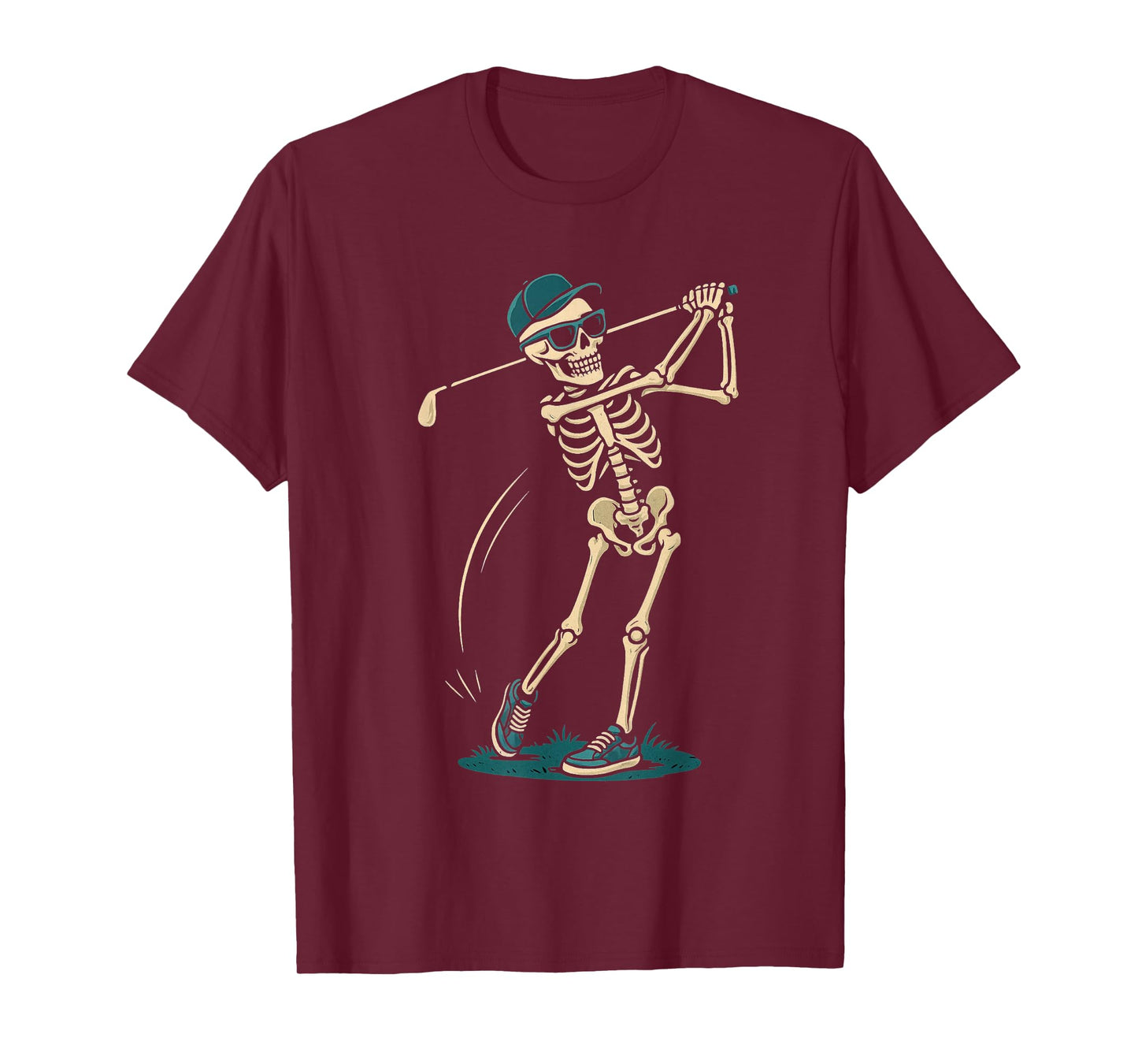 Skeleton Golf Halloween Golf Player Catcher Mens Boys Kids T-Shirt
