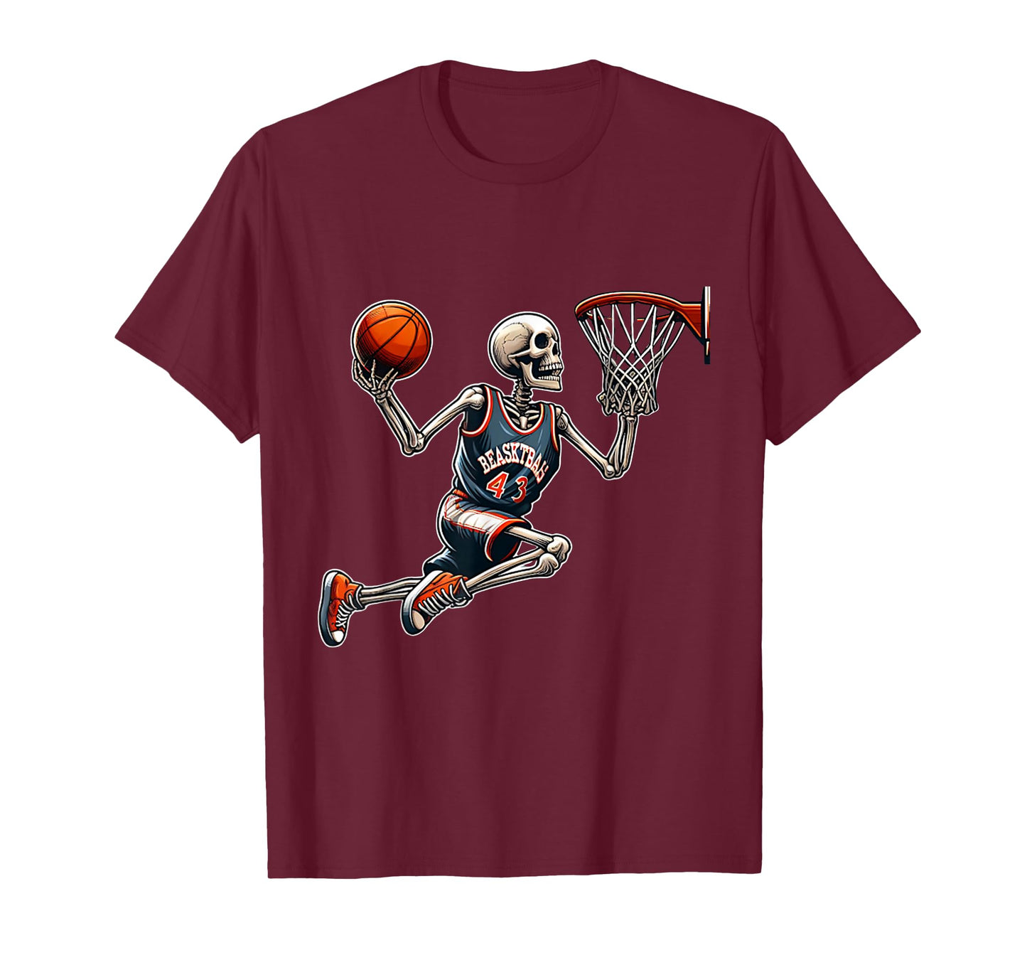 Skeleton Basketball Halloween Costume Funny Men Boys Kids T-Shirt
