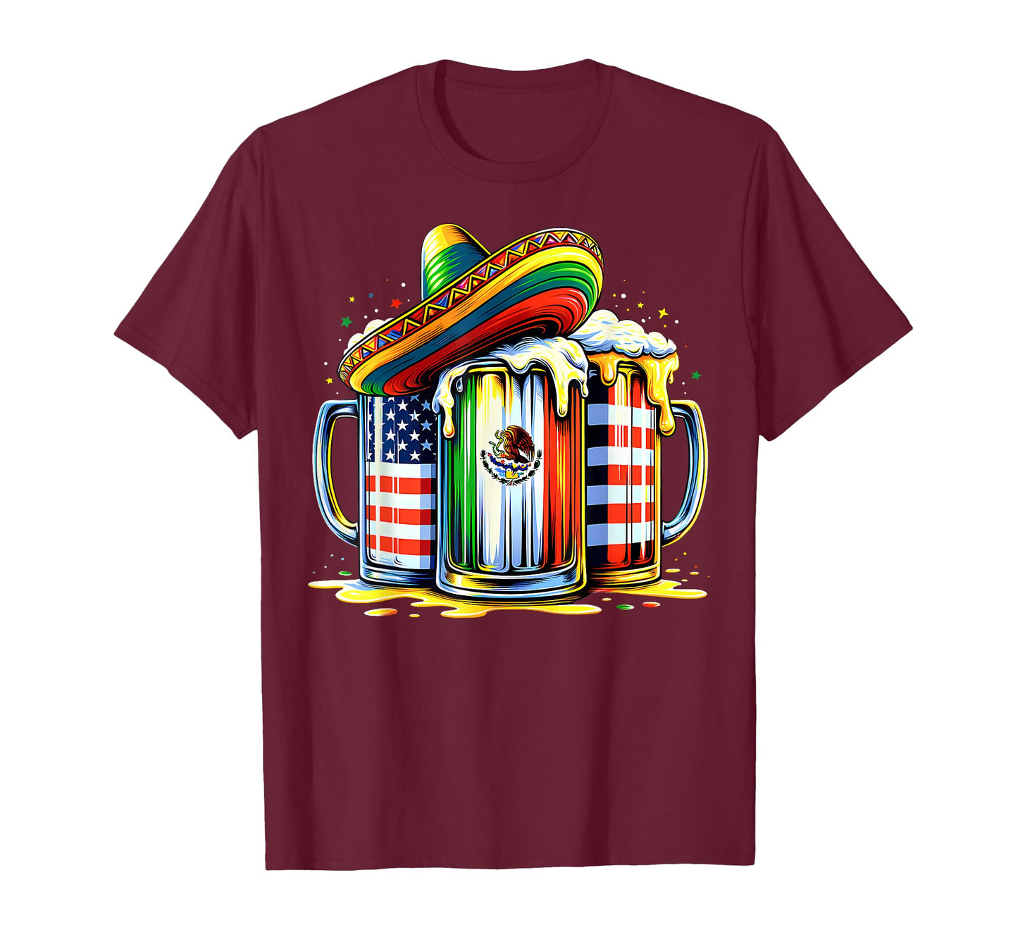Beer Mexican USA Flag Cinco de Mayo Drinking Mexican Party T-Shirt