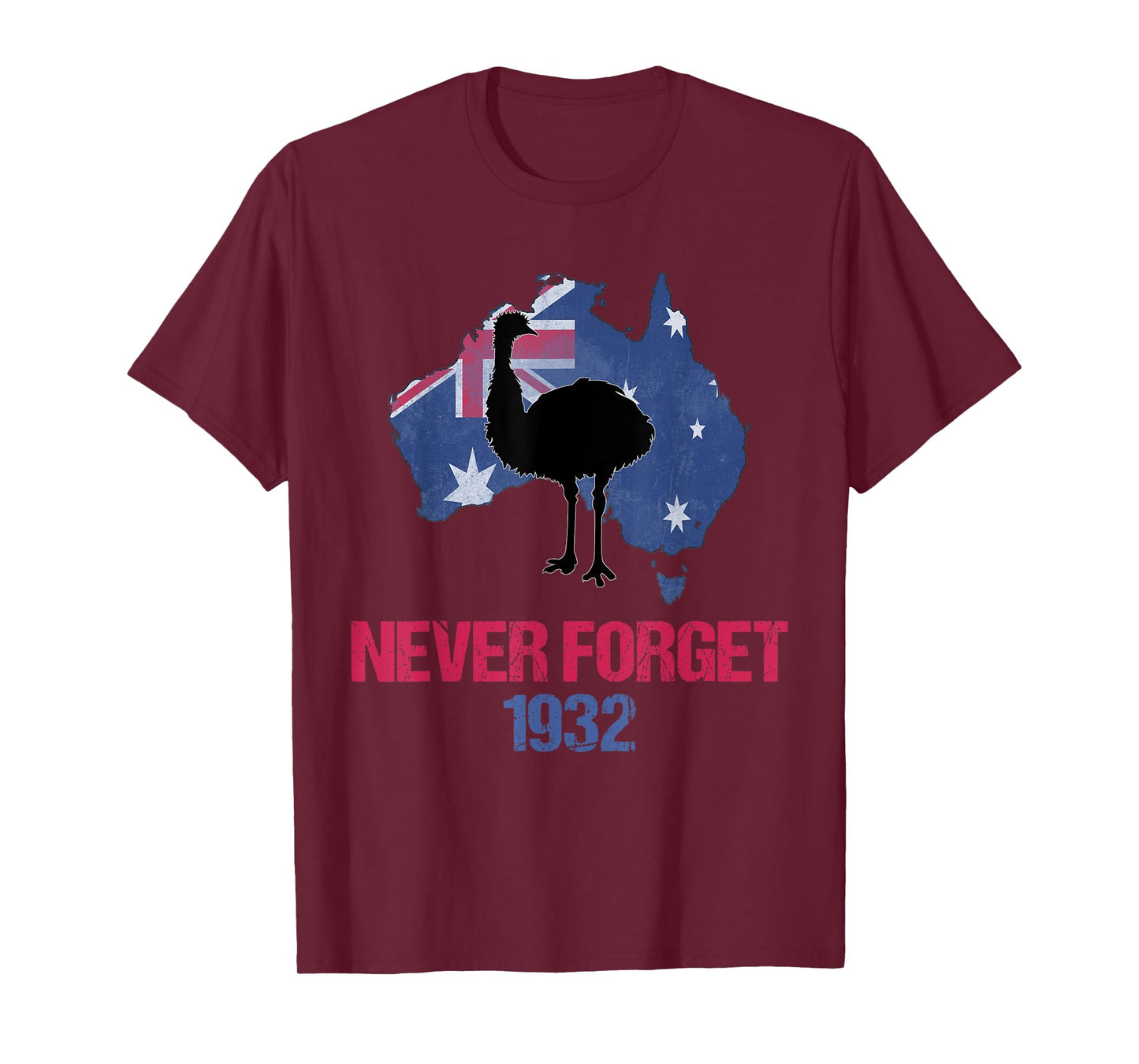 Agema Apparel Emu War 1932 Never Forget Australian History T-Shirt, Small, Black