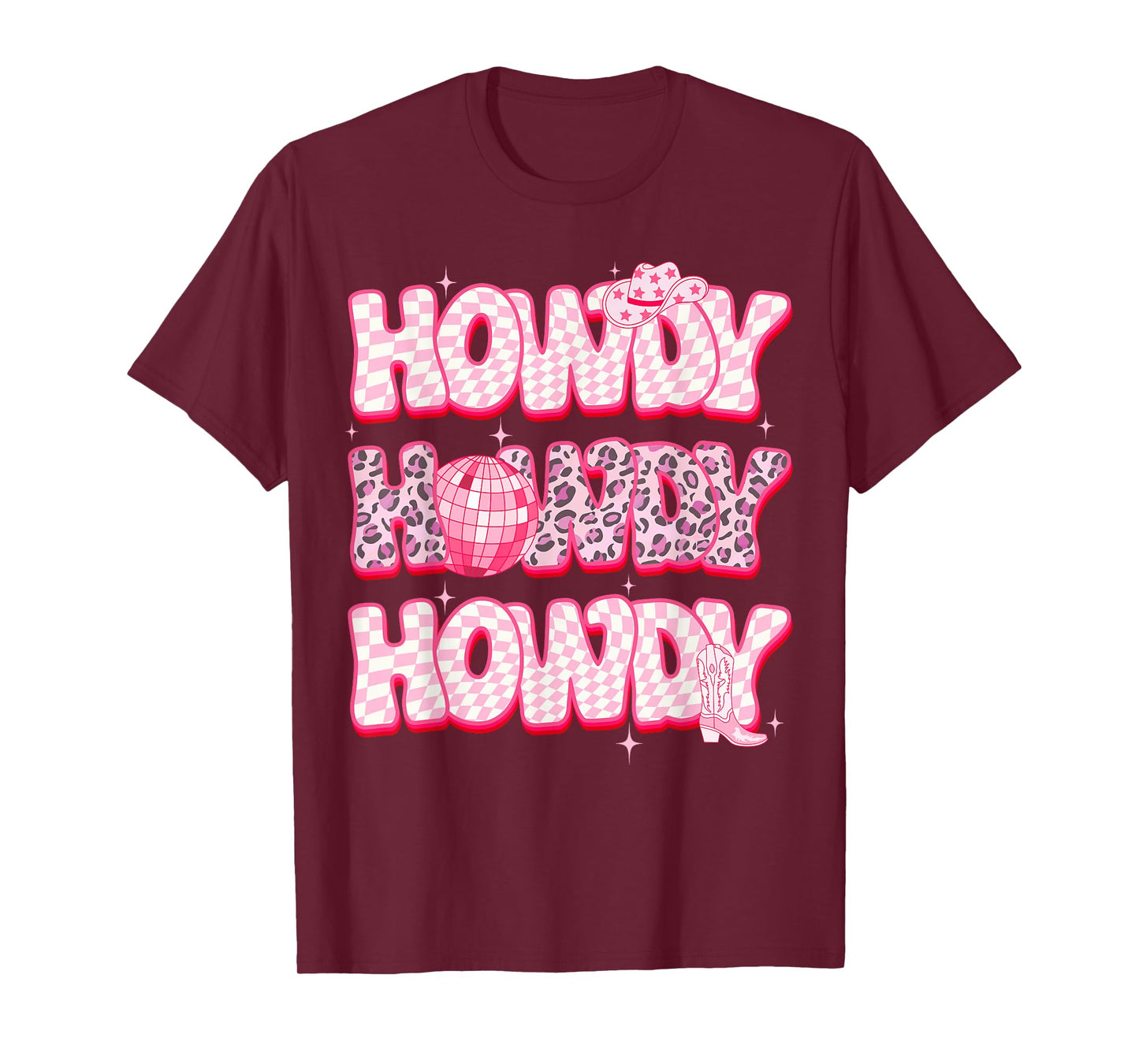 Disco Howdy Western Rodeo Girl Country Pink Cowgirl Leopard T-Shirt