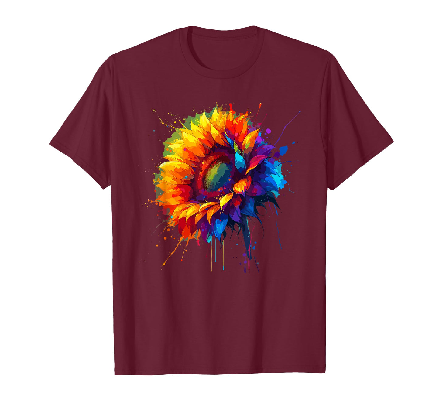 Splash Art Sunflower Flowers Sunflowers T-Shirt