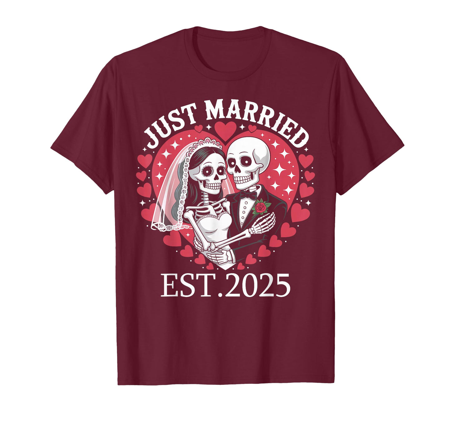 Newly Married Skeleton Bride Groom Husband Wife Matching T-Shirt