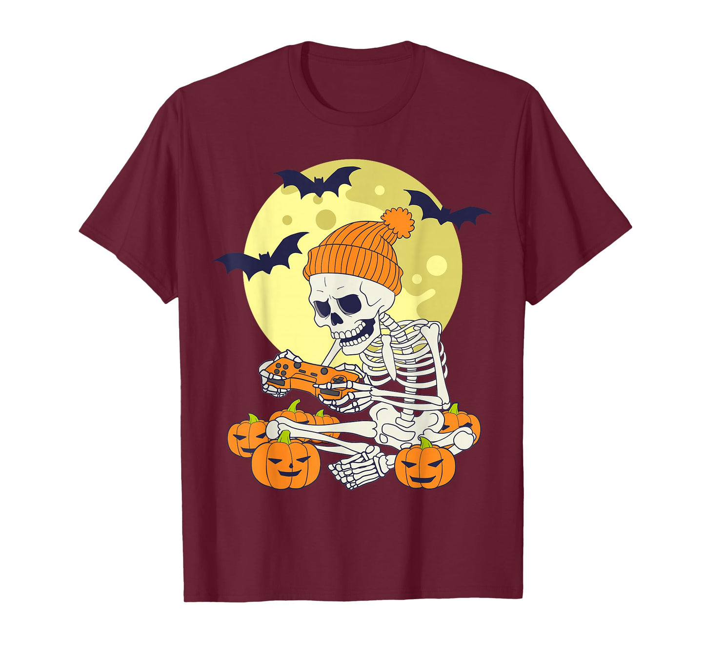Funny Halloween Skeleton Gamer Video Games Boys Mens Gaming T-Shirt