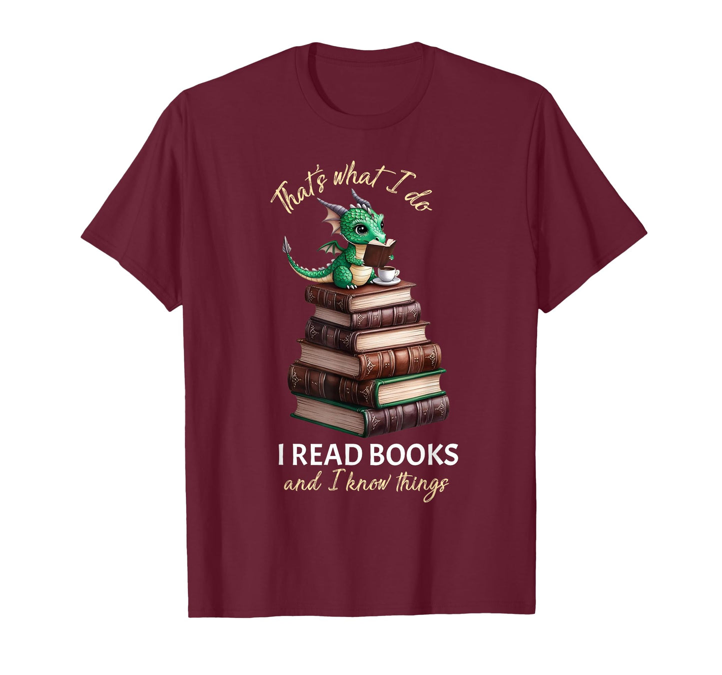 Librarian Bibliophile Dragon Coffee I read books T-Shirt