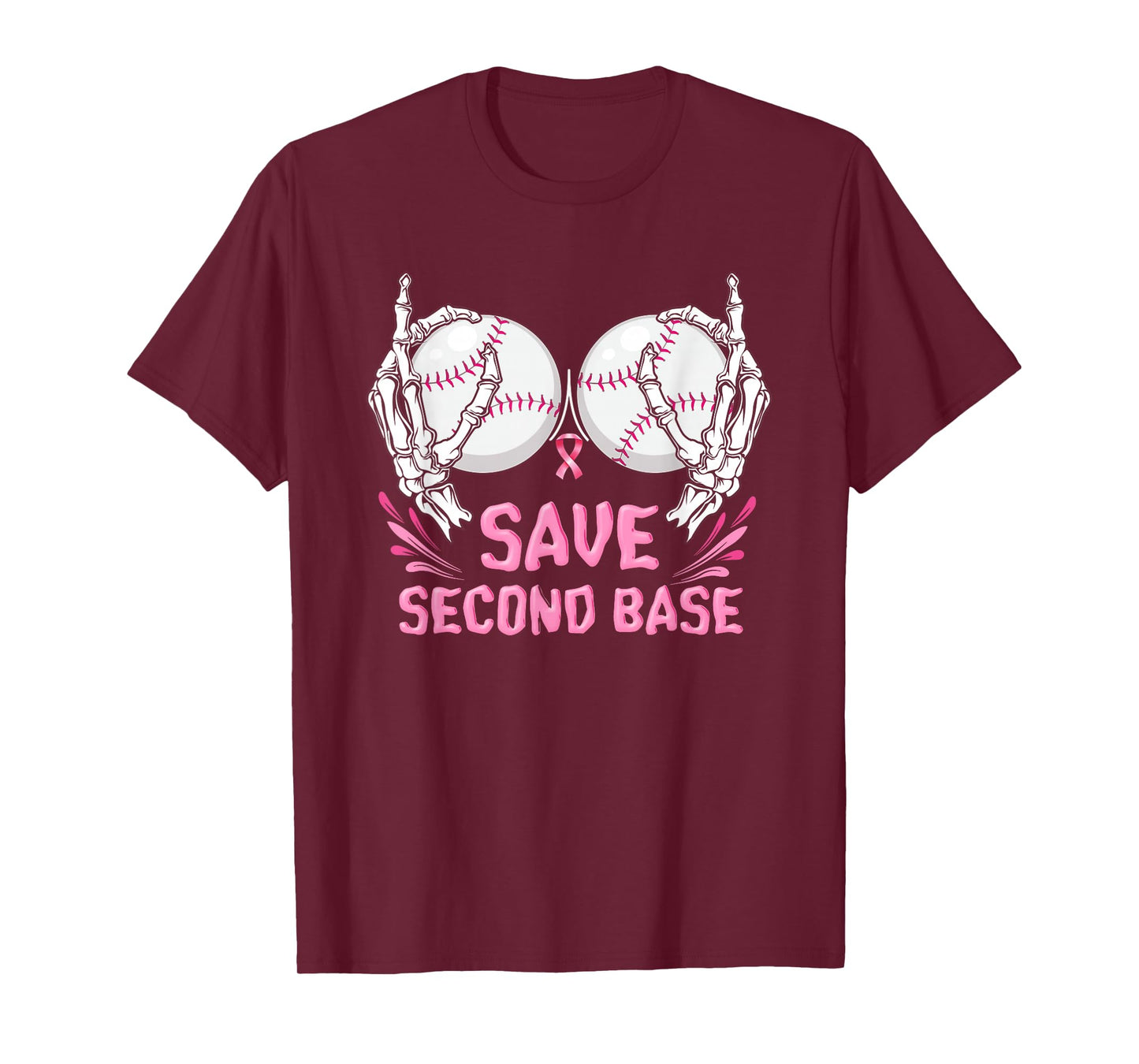 Womens Save Baseball Boobs Softball Funny Breast Cancer T-Shirt