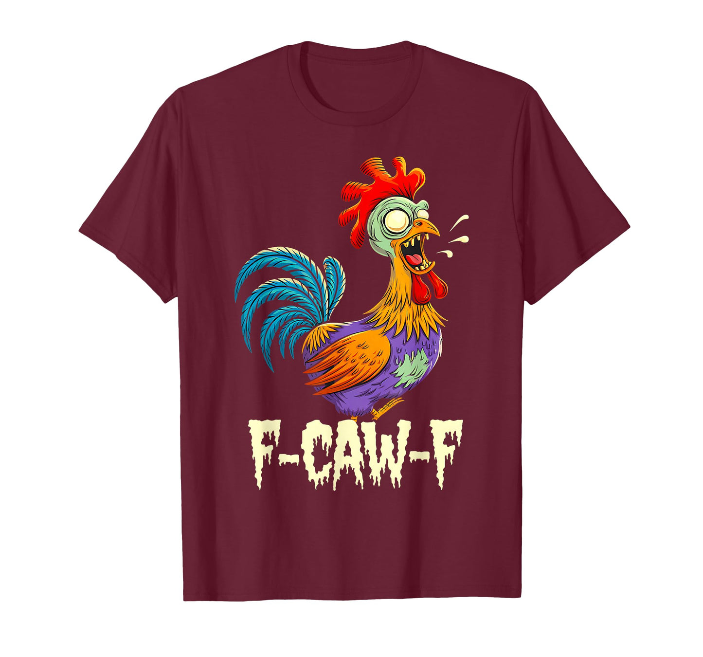 Spooky Rooster F-CAW-F Chicken Creepy Halloween Farmyard T-Shirt
