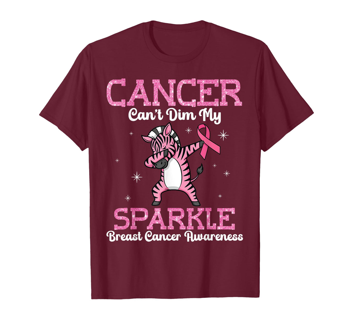 Zebra Dabbing Cancer Can’t Dim Me Breast Cancer Awareness T-Shirt
