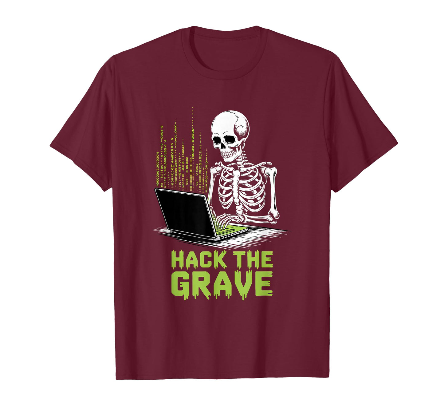 Skeleton Hacker Funny Tech Geek Halloween T-Shirt