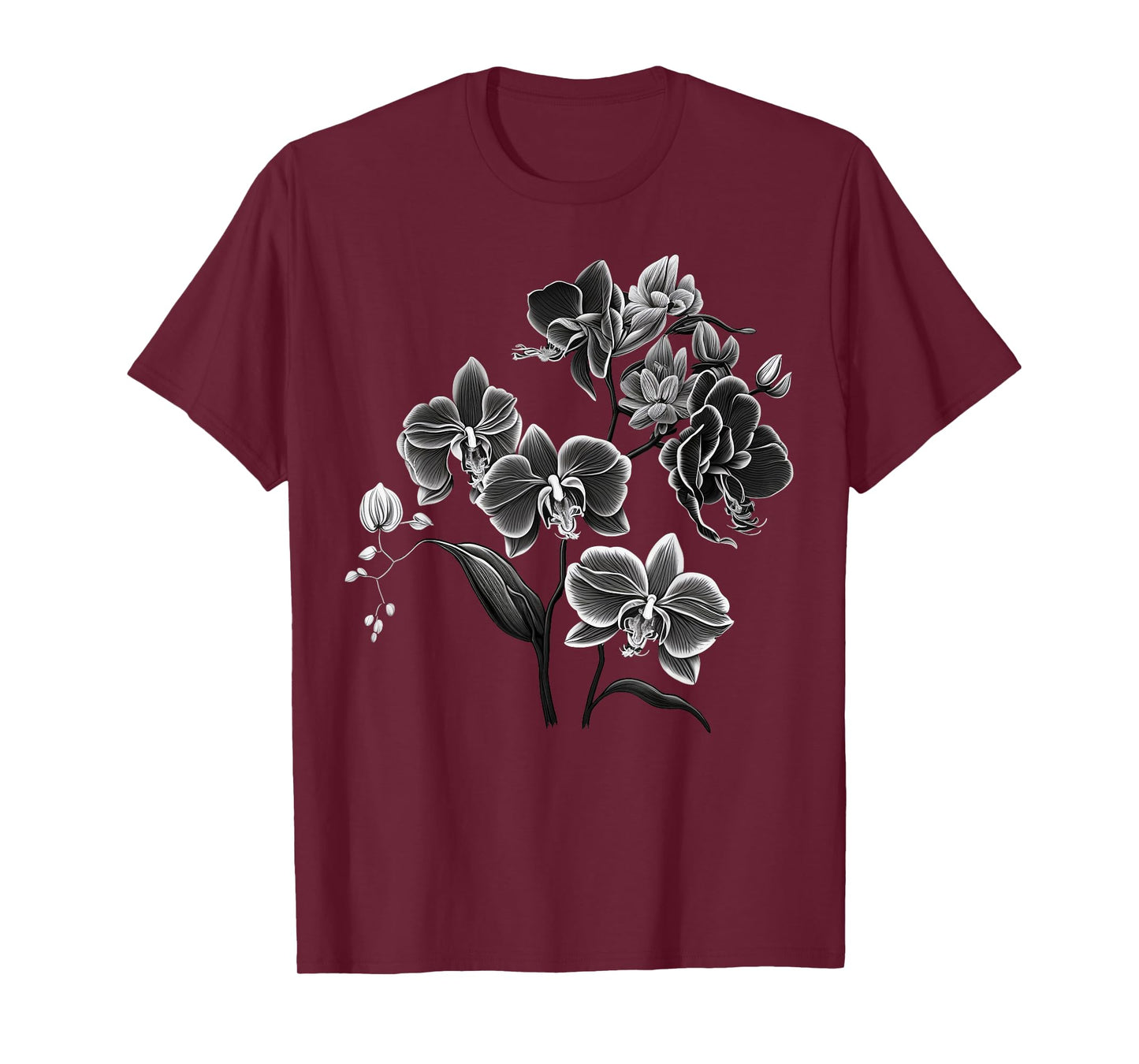 Simple Orchid Flower on black and white Orchid T-Shirt