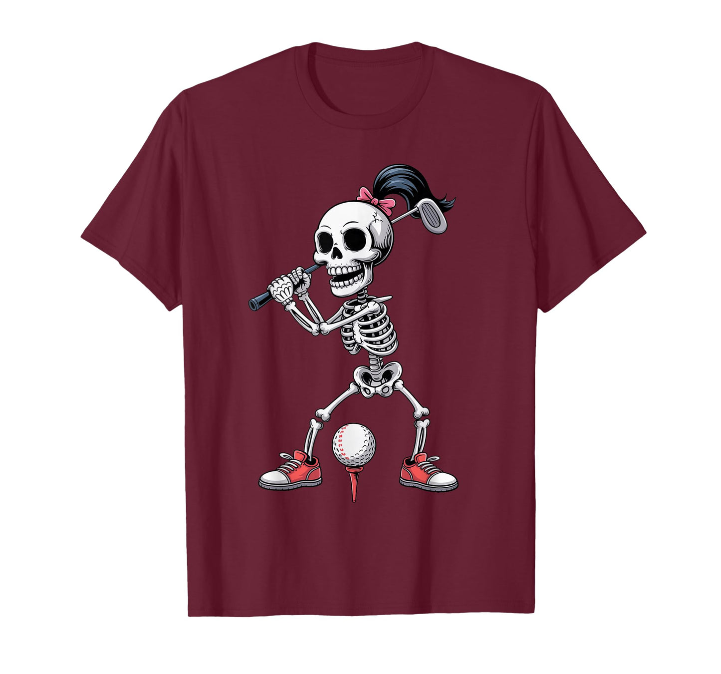 Skeleton Golf Halloween Costume Funny Women Girls Kids T-Shirt