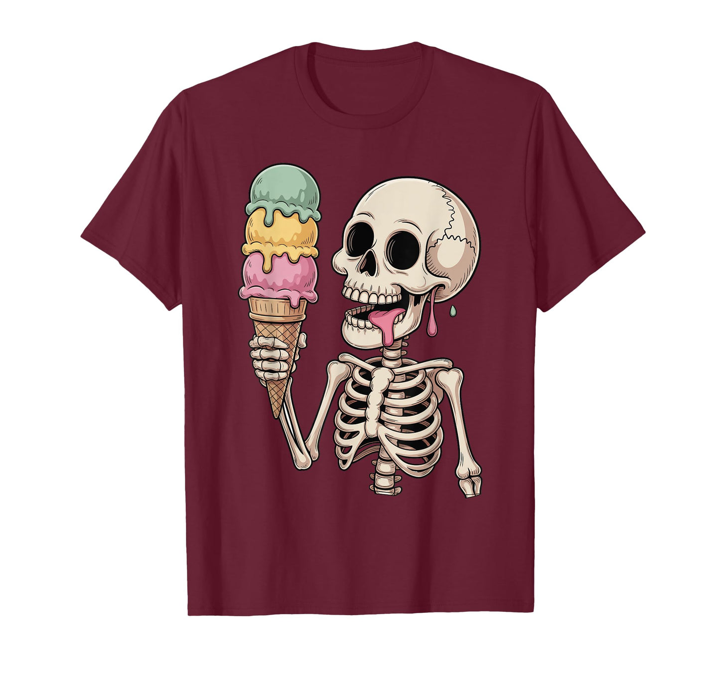 Kids Skeleton Eating Ice Cream Halloween Trick or Treat T-Shirt