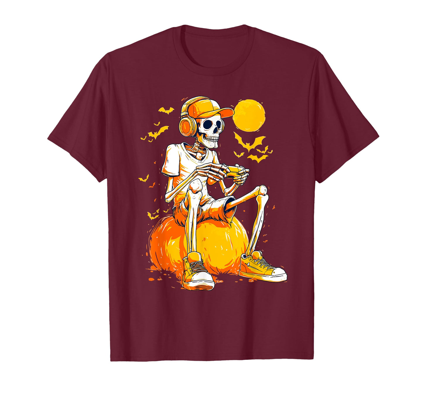 Halloween Skeleton Gamer Video Gaming Boys Men Kids Tees T-Shirt
