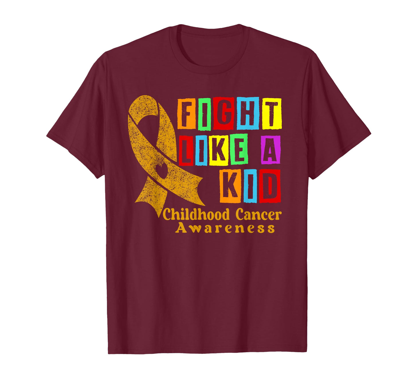 Fight Like Kids Childhood Cancer Awareness Ribbon Boys Girls T-Shirt