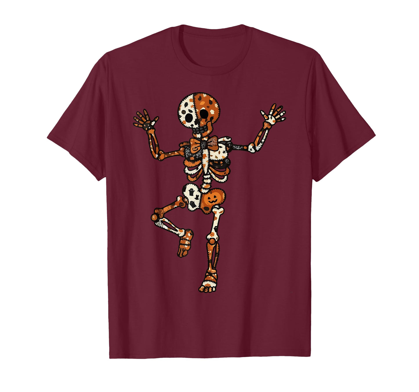 Halloween Patchwork Skeleton Spirit T-Shirt
