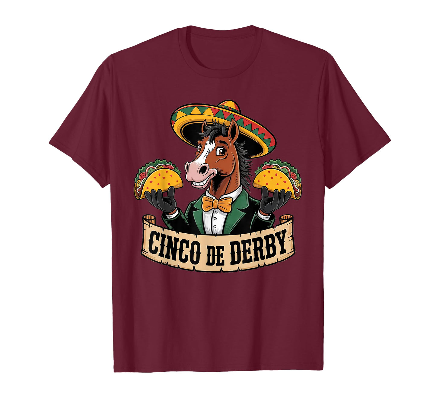 Funny Taco Vintage Horse Racing Cinco De Derby Boys Kids T-Shirt