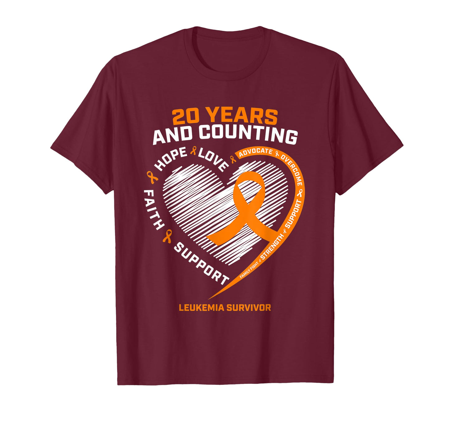 20 Years Cancer Free Products Men Women Leukemia Survivor T-Shirt