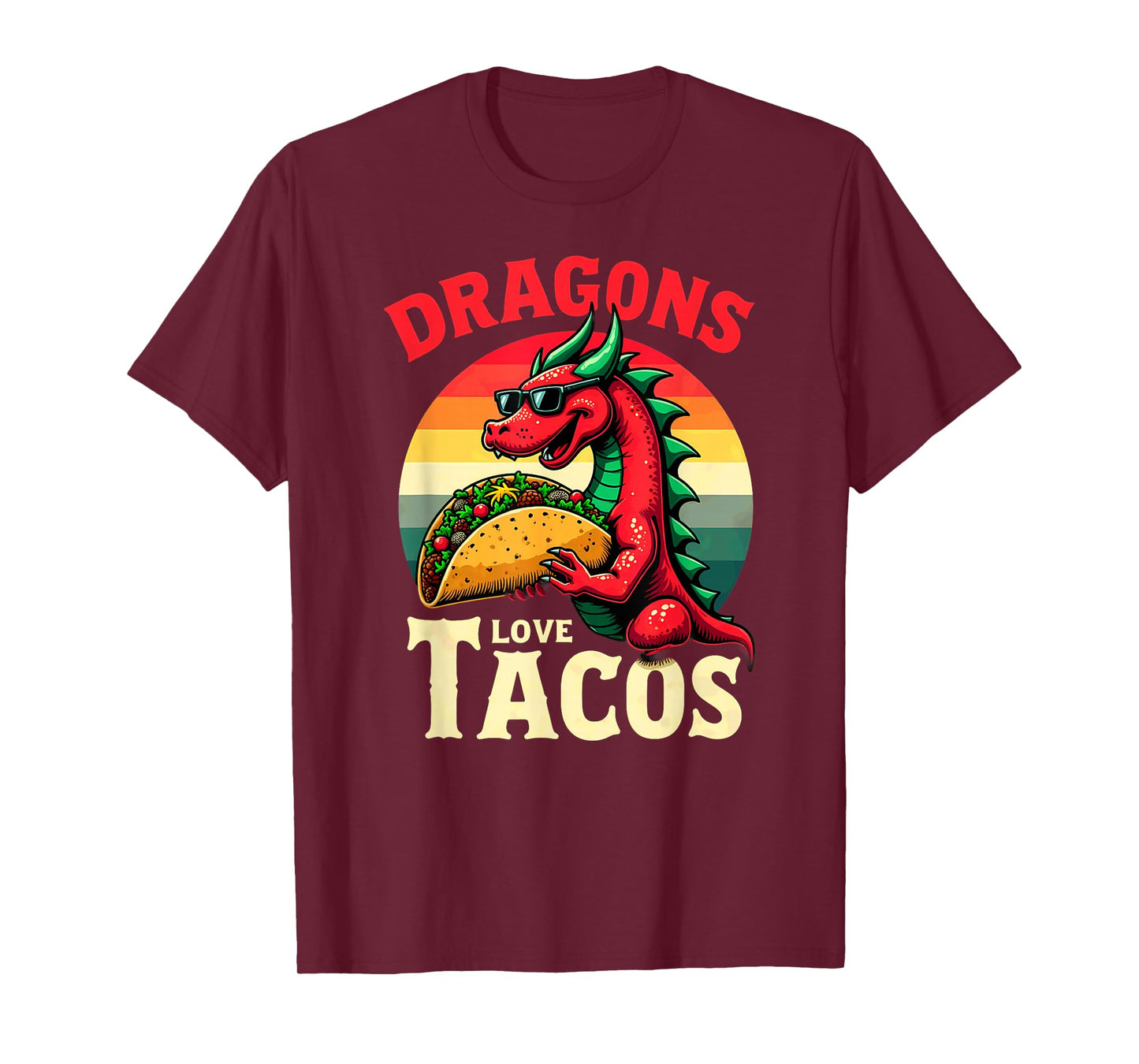 Retro Dragons Love Tacos T-Shirt