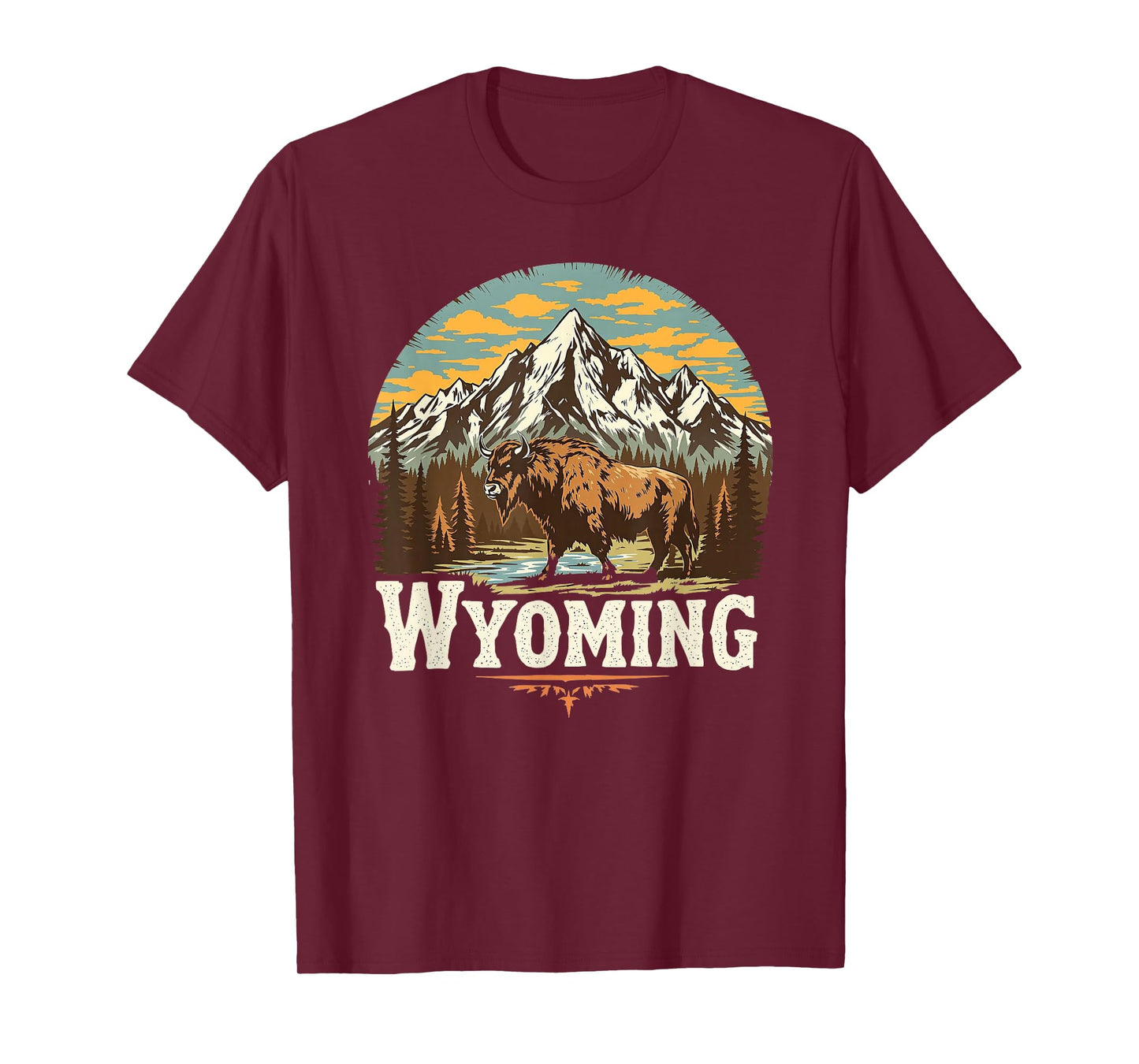 Wyoming Mountains and Buffalo Nature Scenic Wyoming T-Shirt