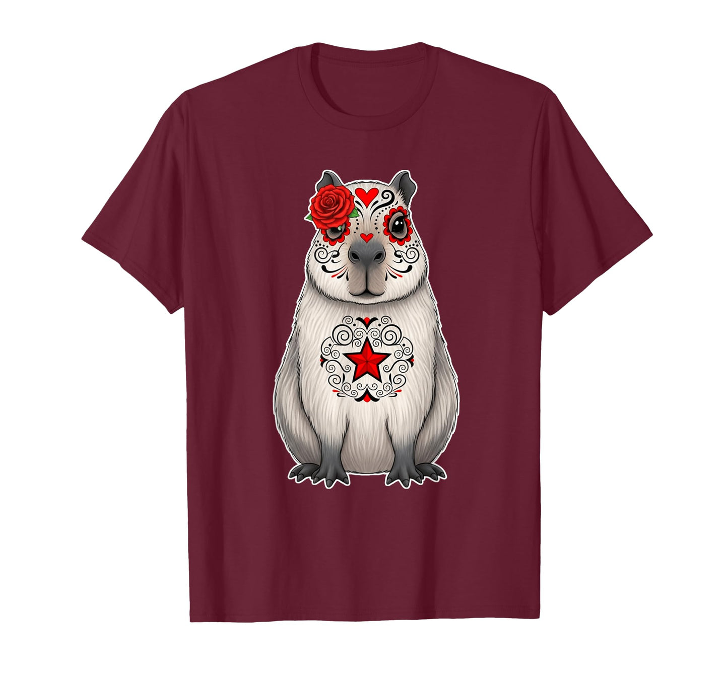 Sugar Skull Capybara Halloween Graphic T-Shirt
