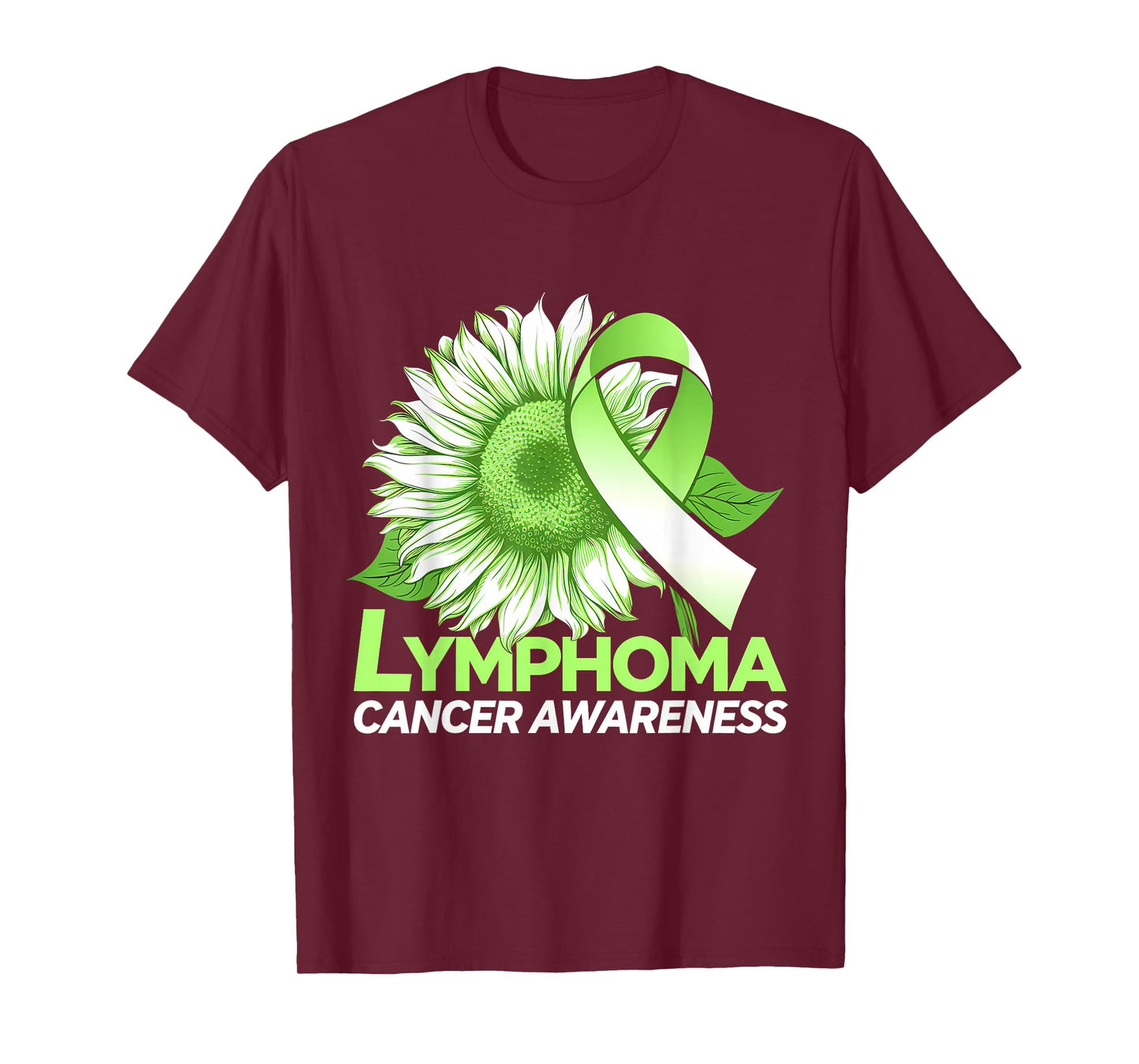 Lymphoma Cancer Awareness Month Green Ribbon Sunflower T-Shirt