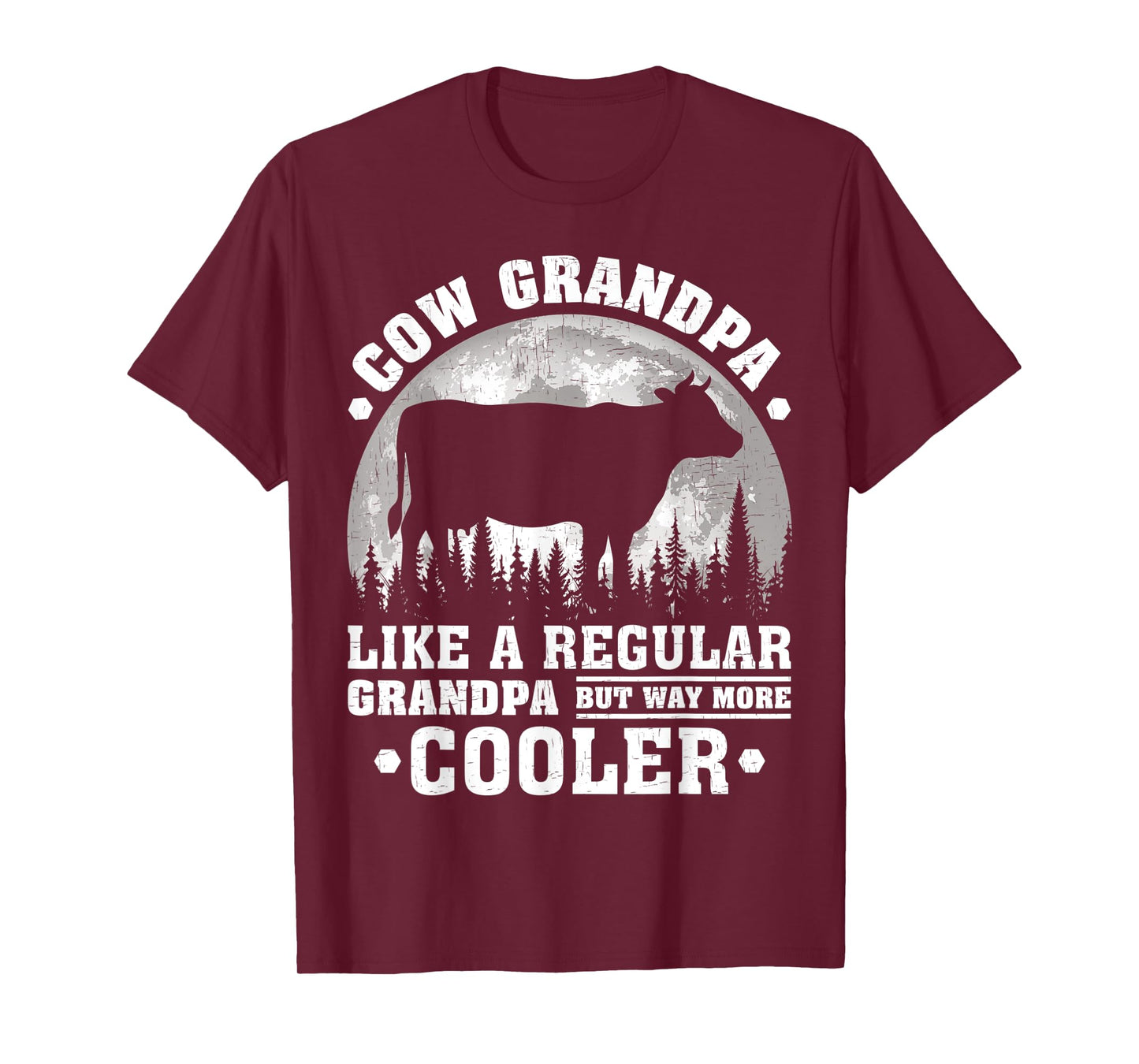 Mens Cow Grandpa Funny Moon Vintage Cow Father's Day T-Shirt