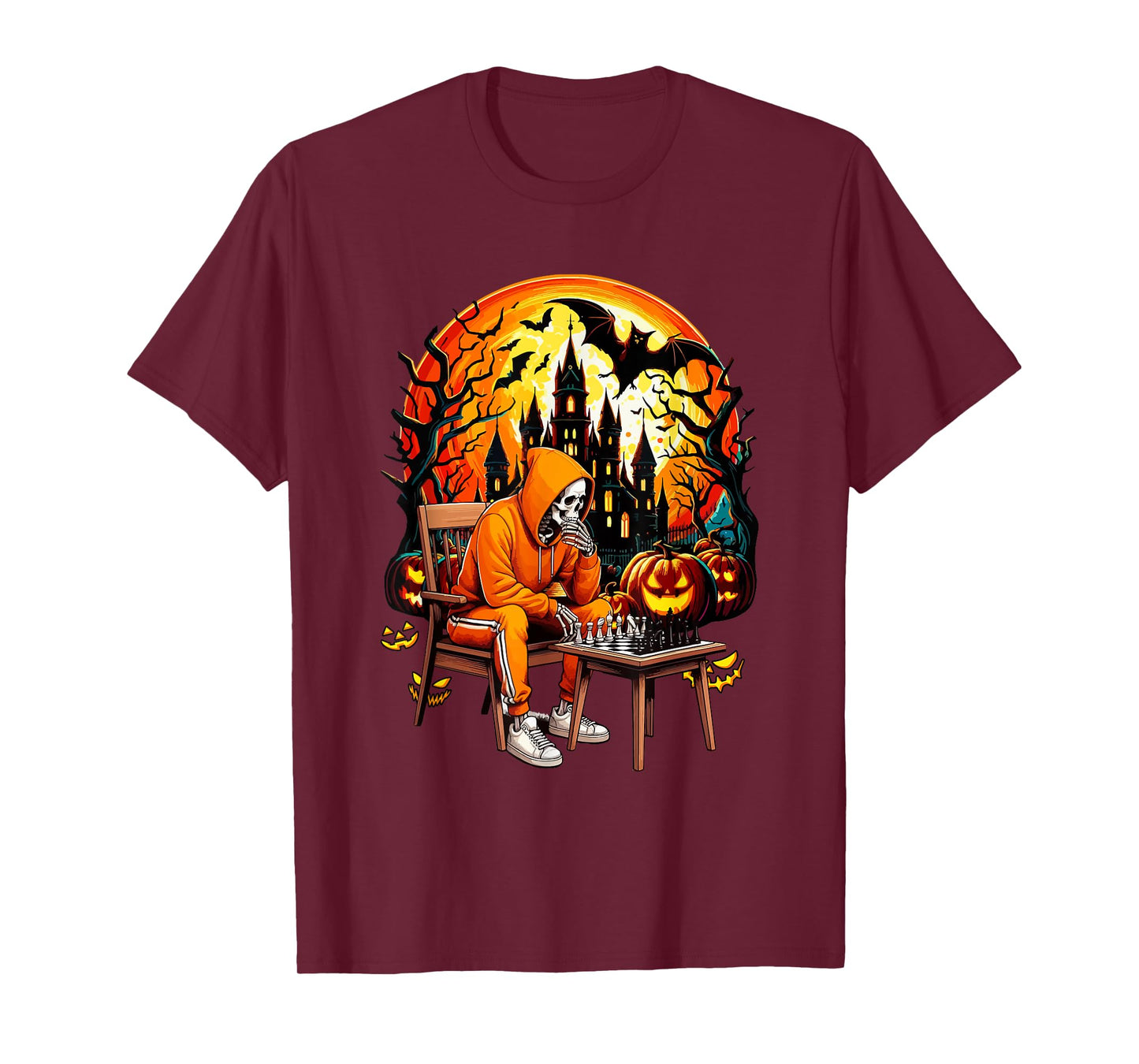 Chess Player Sports Lover Costume Halloween Skeleton T-Shirt