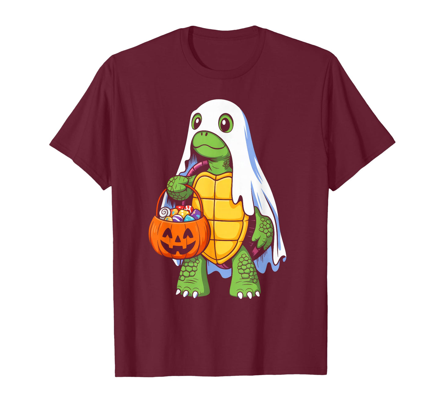 Cute Sea Turtle in Ghost Pumpkin Candy Halloween Costume T-Shirt