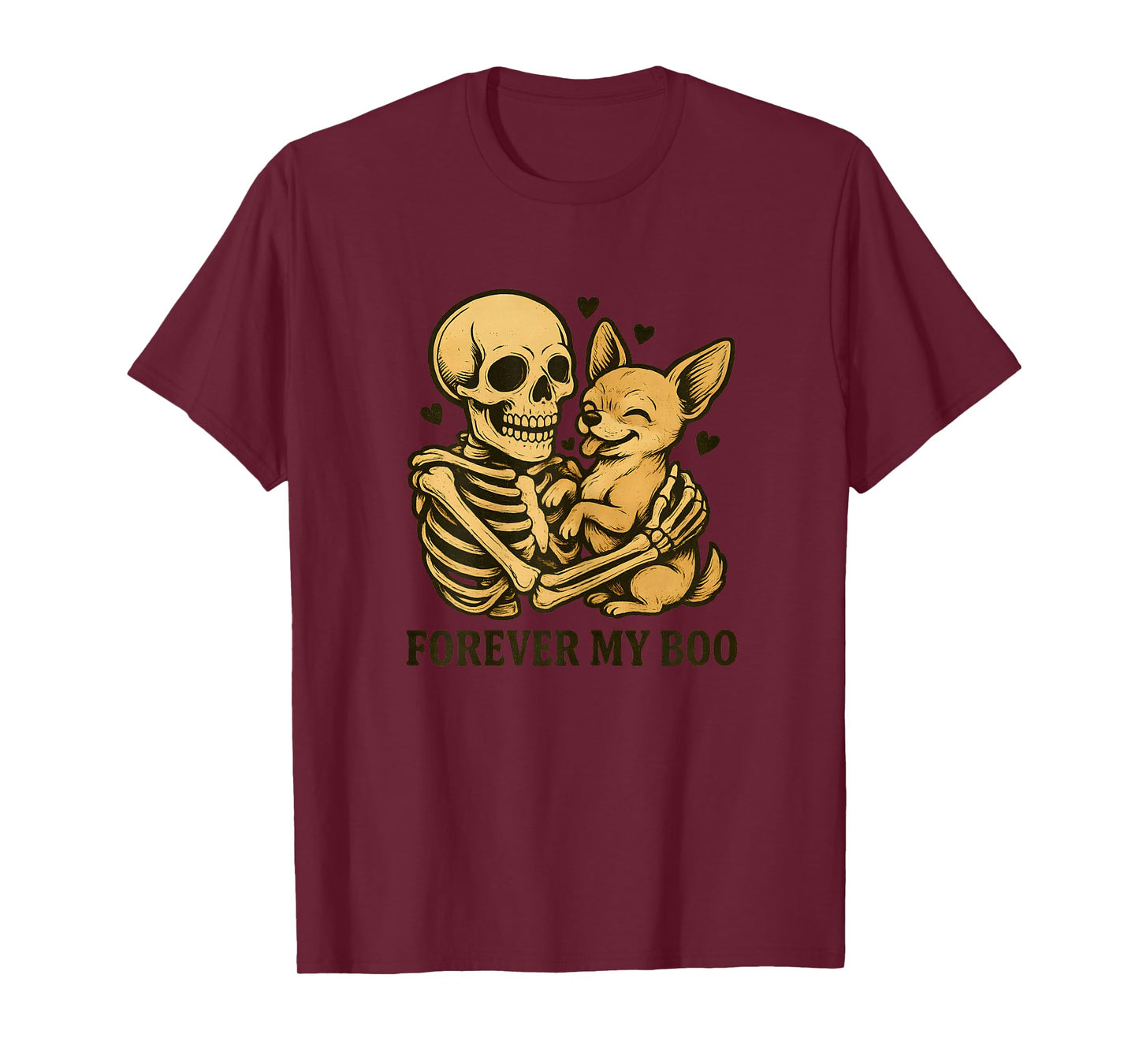 Womens Forever My Boo Skeleton Chihuahua Funny Halloween Couple T-Shirt