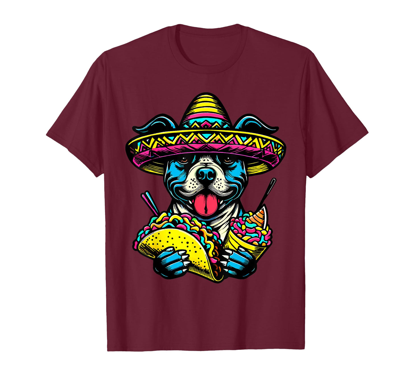 Let's Fiesta Dog Pitbull Cinco De Mayo tacos Sombrero Men Women Kids T-Shirt