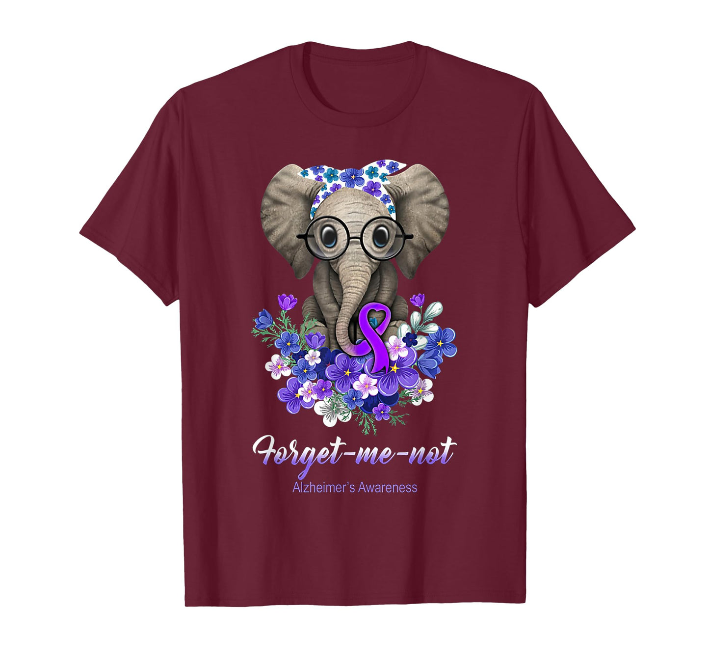 Forget me not Alzheimer's Awareness Elephant Flower T-Shirt