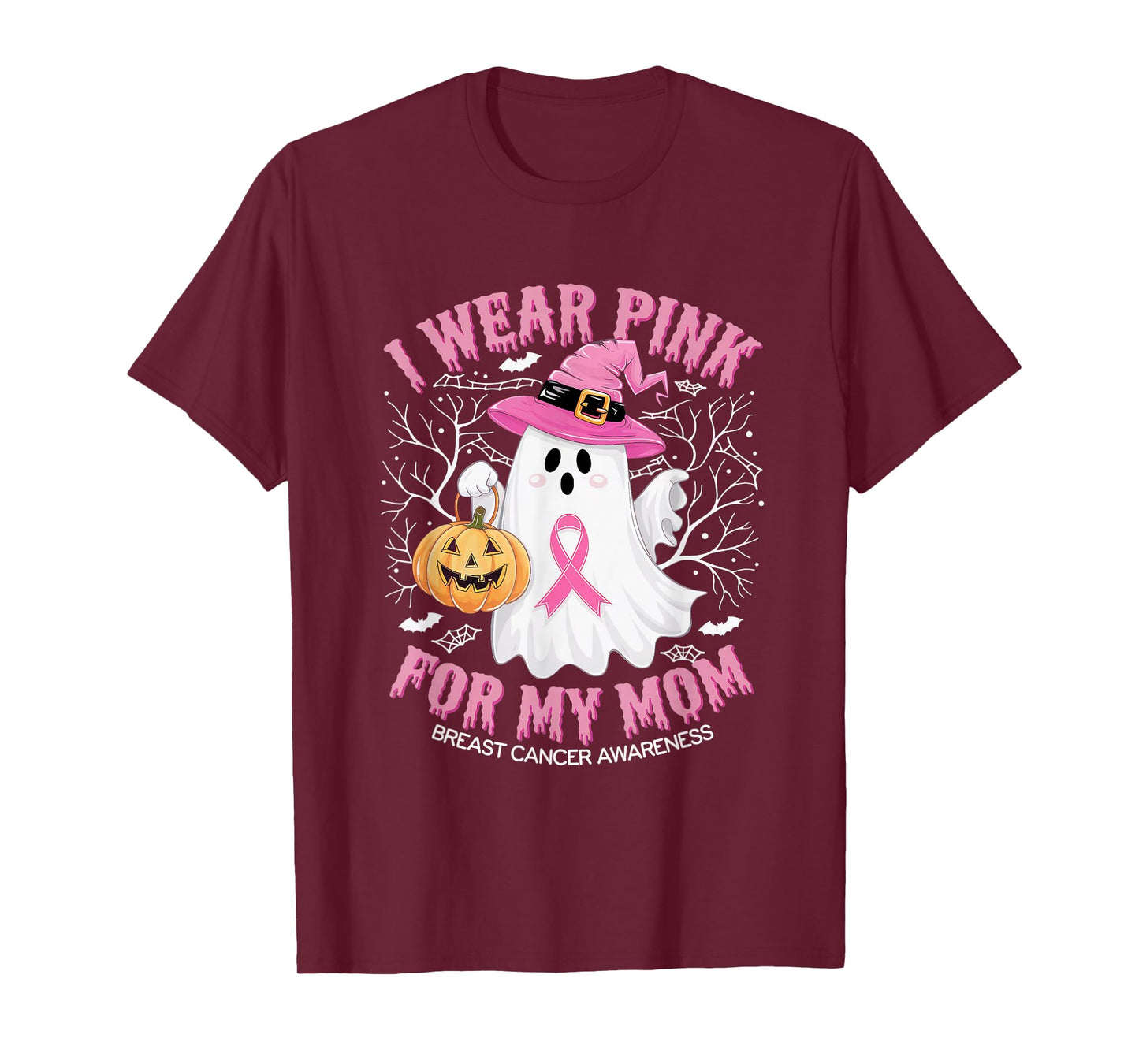 I Wear Pink For My Mom Ghost Breast Cancer Awareness T-Shirt
