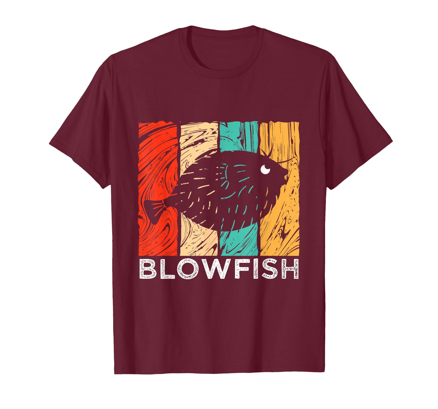 Vintage Retro Blowfish Silhouette T-Shirt
