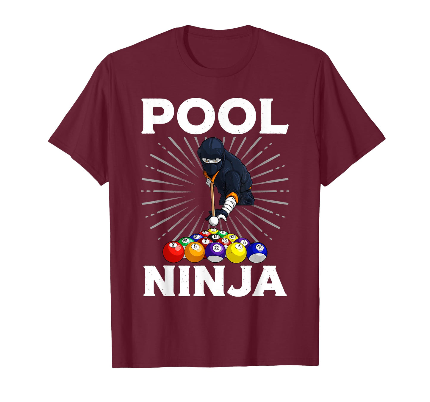 Cool Billiards Art For Men Women Pool Player Ninja Billiard T-Shirt