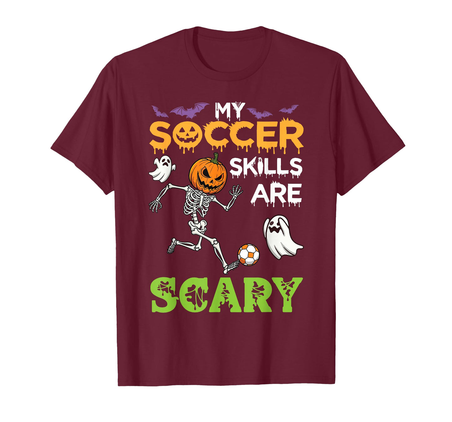 My Soccer Skills are Scary Funny Halloween Pumpkin Skeleton T-Shirt