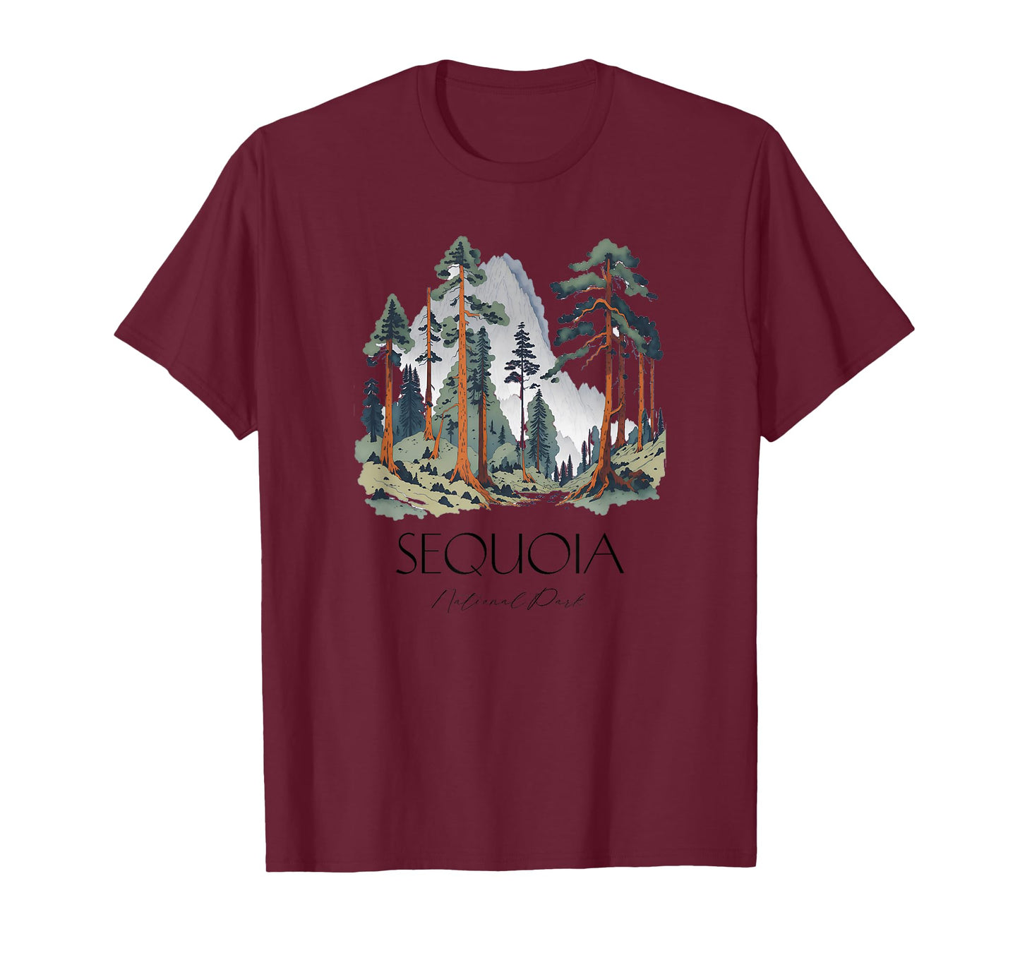 Cool Sequoia National Park Hiking Watercolor Graphic T-Shirt