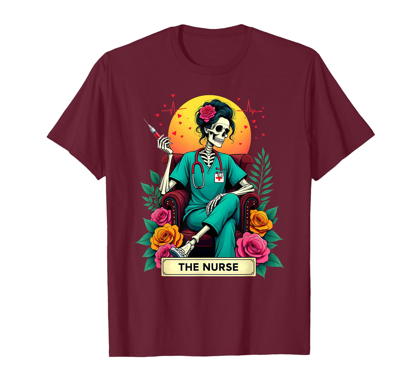 Gothic Tarot Card Nursing Skeleton The Nurse T-Shirt