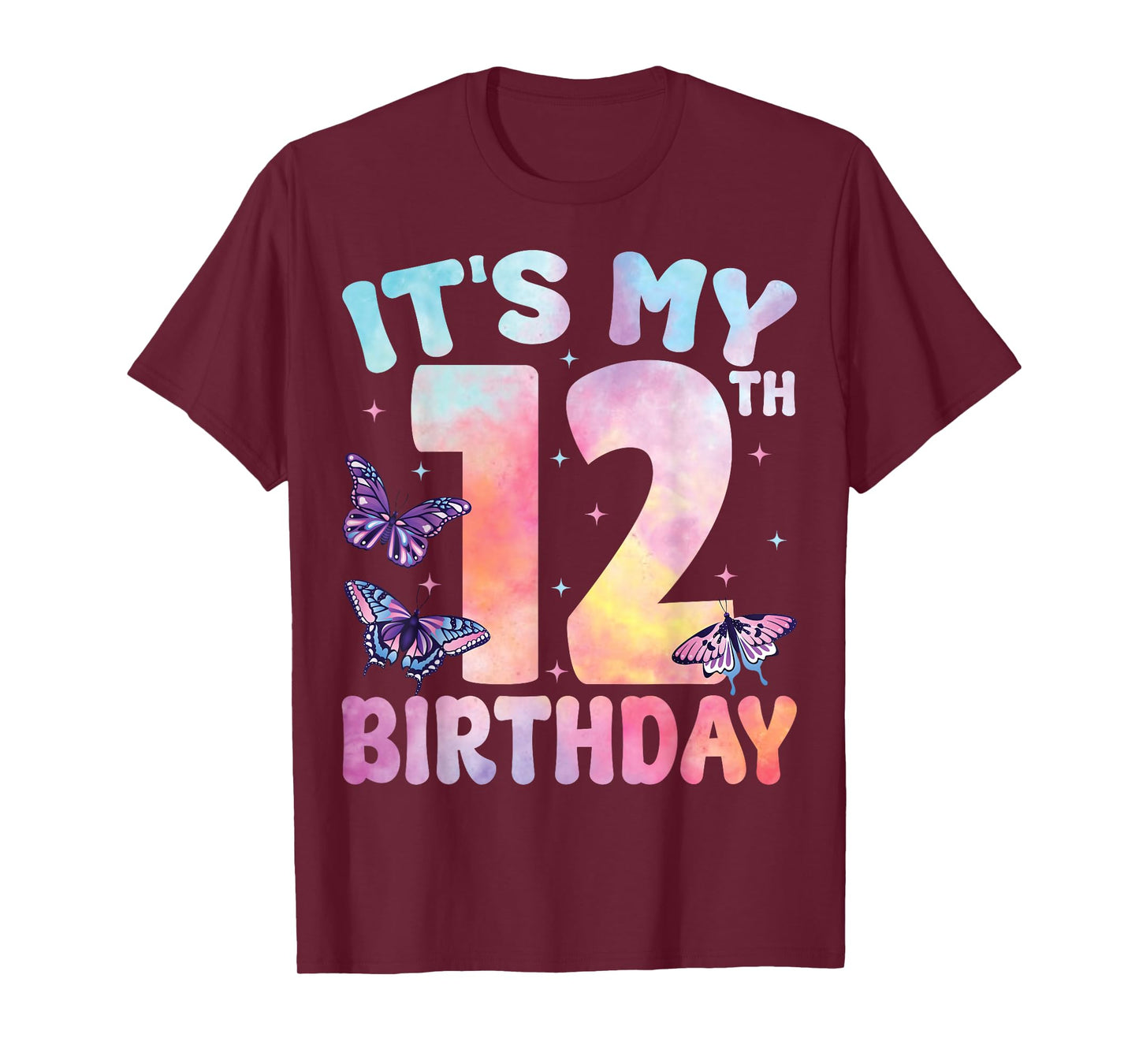 It's My 12th Birthday Butterfly Lover 12 Years Old Kids T-Shirt