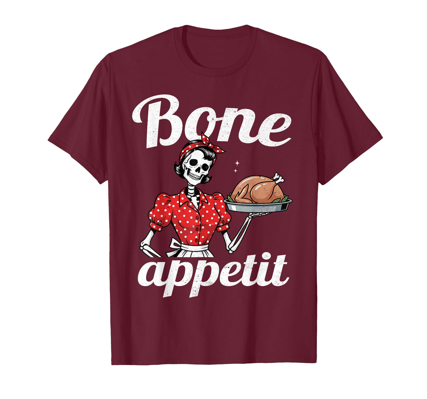 Bone Appetit Retro Skeleton Chef Cooking Meme 50s Vintage T-Shirt
