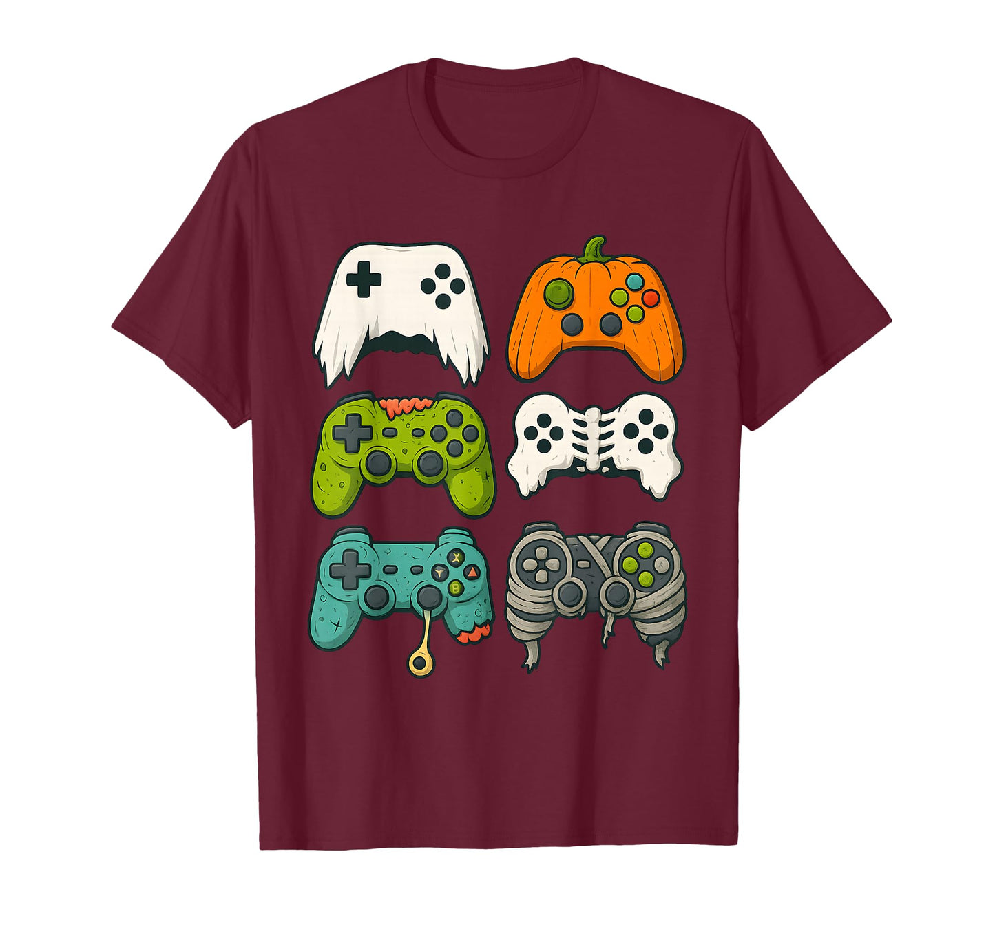 Halloween Skeleton Zombie Gaming Controllers Mummy Boys Kids T-Shirt