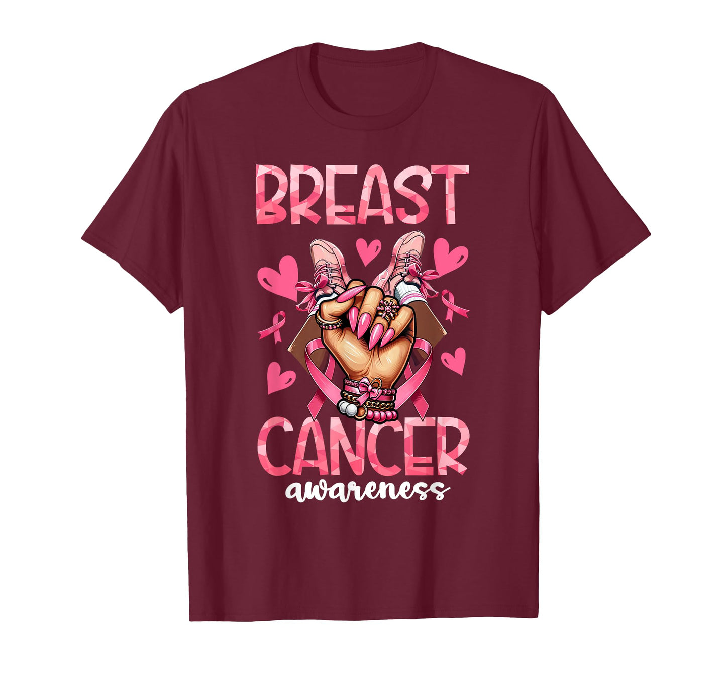 Breast Cancer Awareness African American Women Pink Ribbon T-Shirt