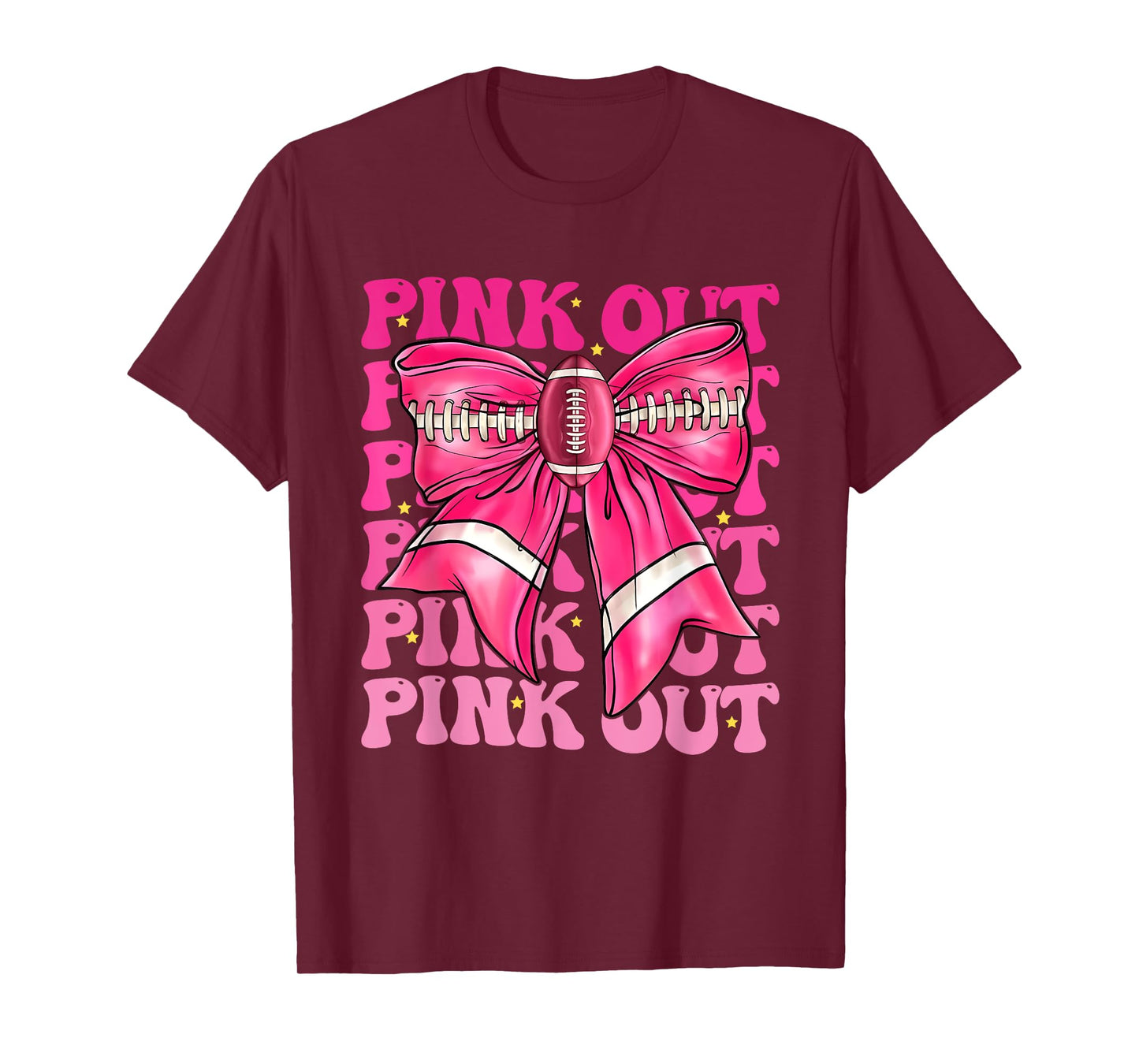 Pink Out Breast Cancer Football Coquette Bow Mom Girls Women T-Shirt