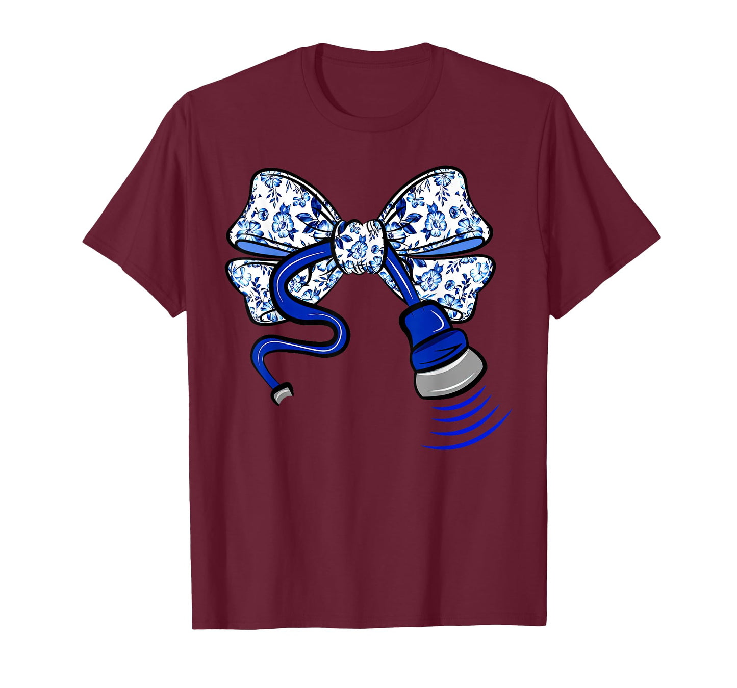 Blue Floral Coquette Bow Ultrasound Nurse Sonographer OBGYN T-Shirt
