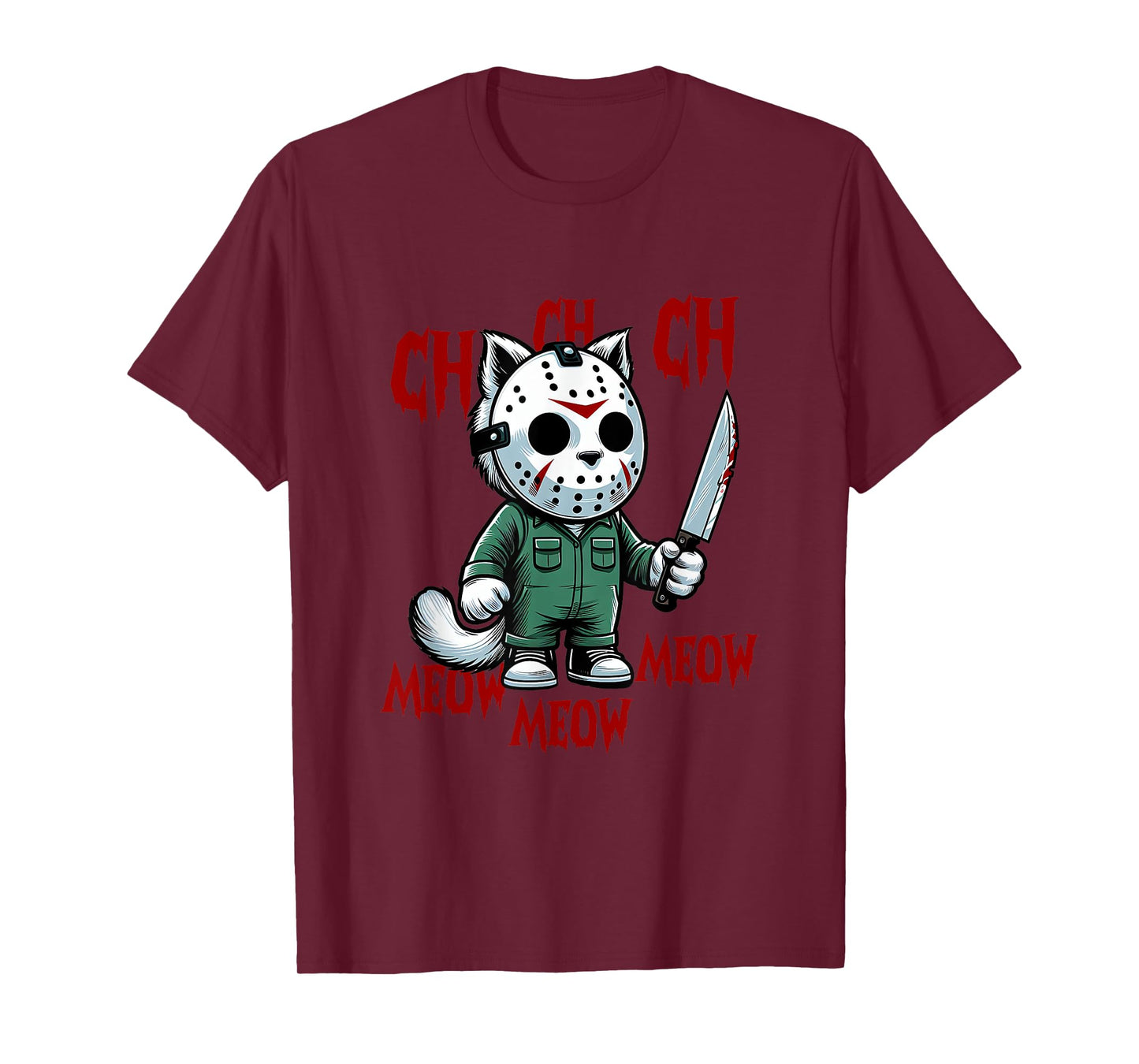 Funny Cat Horror Movies Cute Halloween for Cat Kitty Lovers Men Women T-Shirt